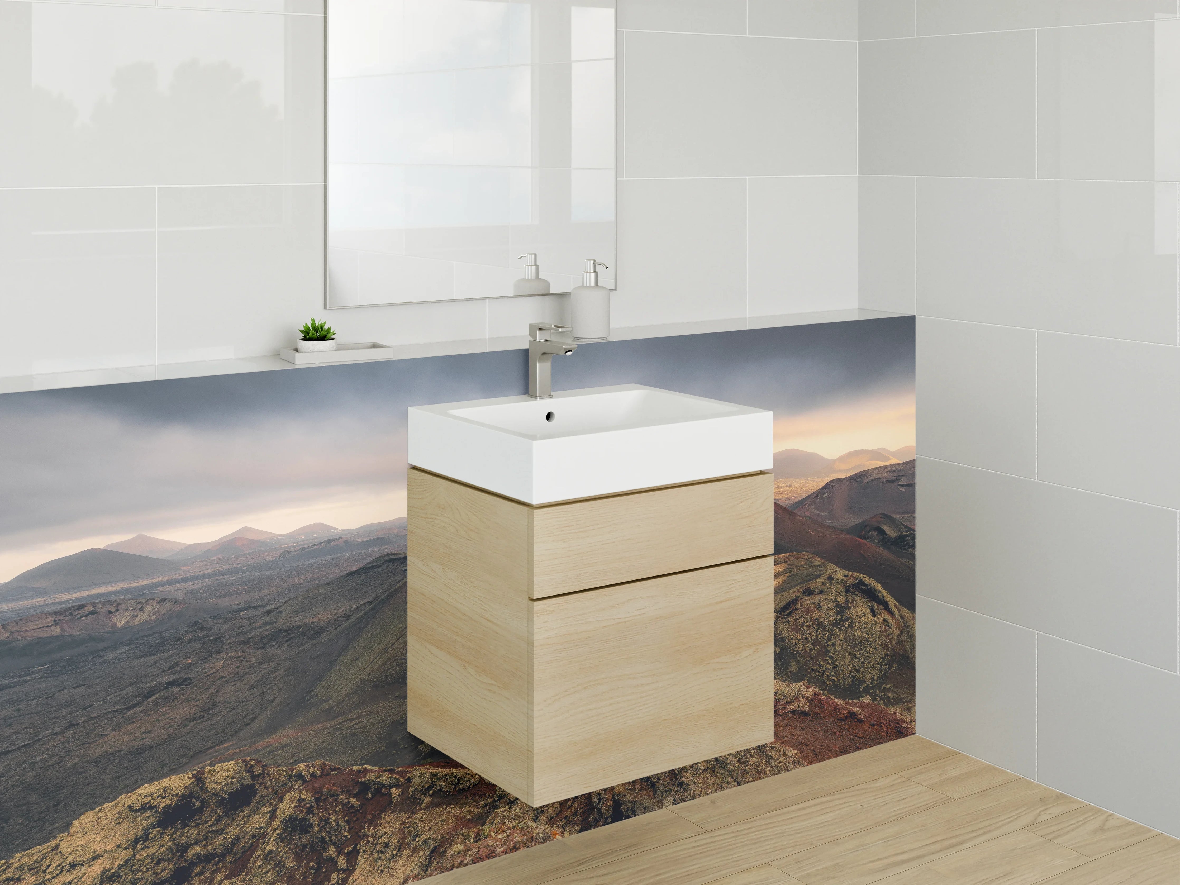 Waschbecken-Rückwand - Graue Akzente für moderne Badezimmer-Wand
