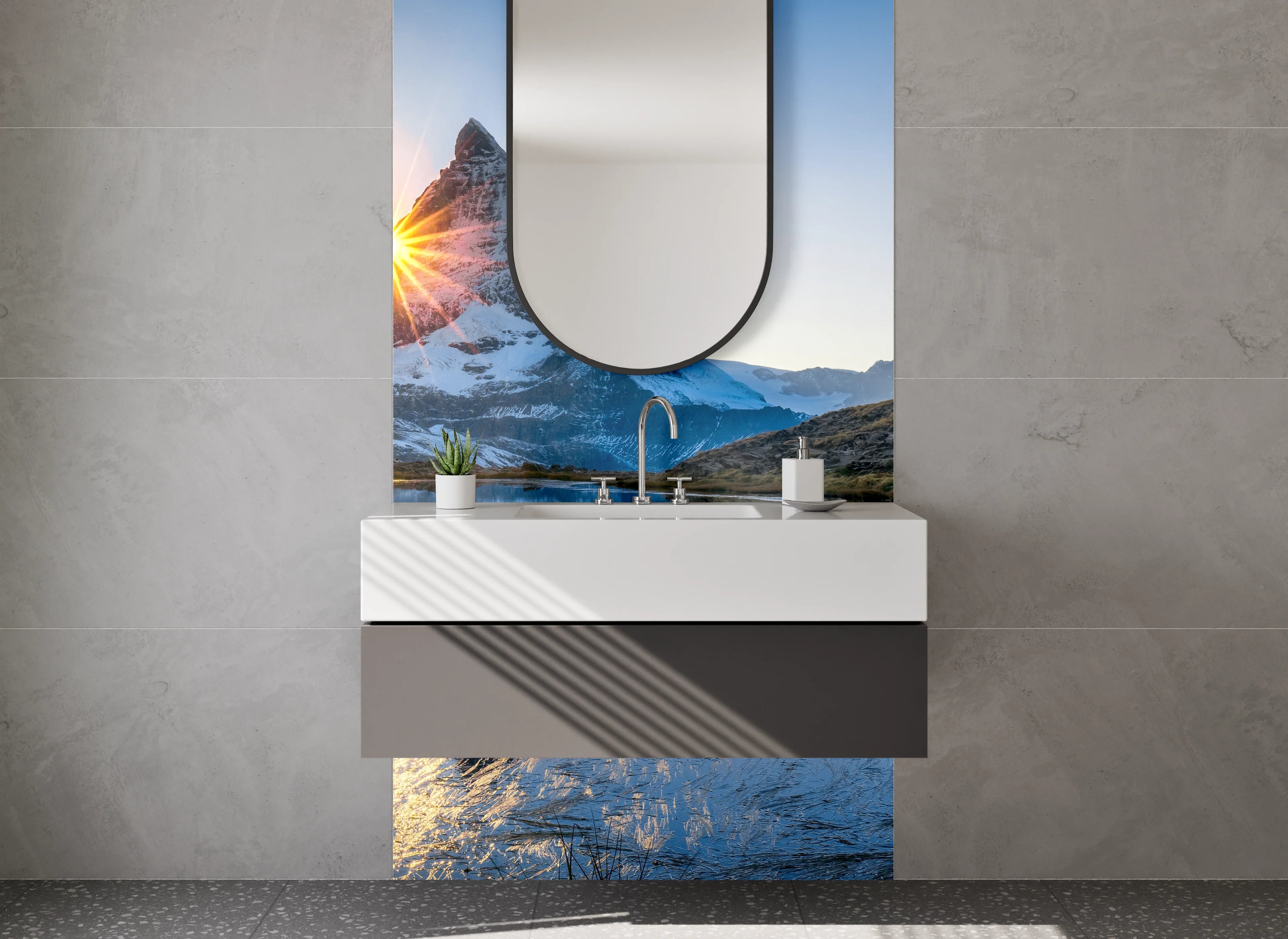 Waschbecken-Rückwand - Graue Akzente für moderne Waschrückwand