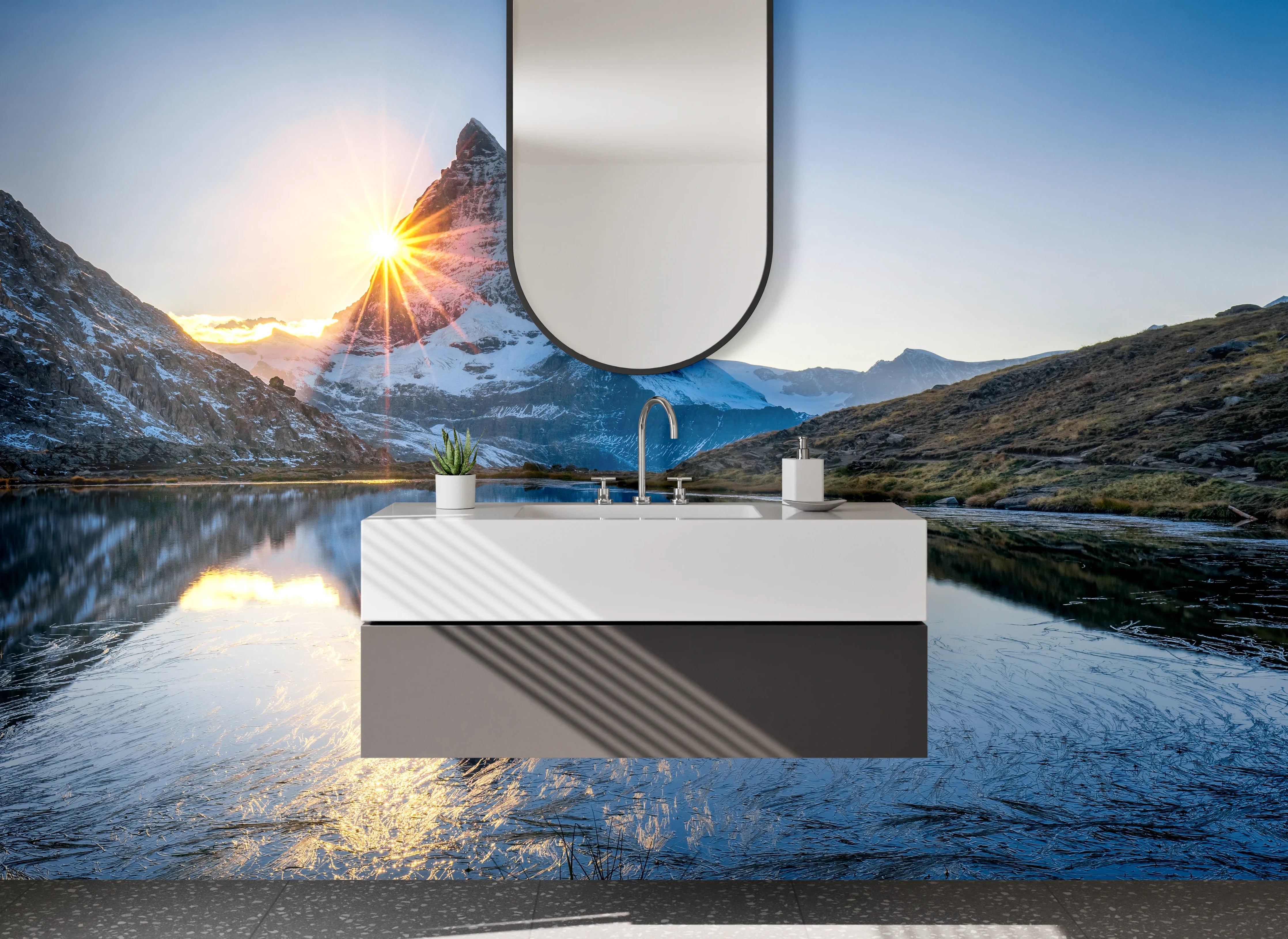 Waschbecken-Rückwand - Graue Akzente für moderne Waschrückwand