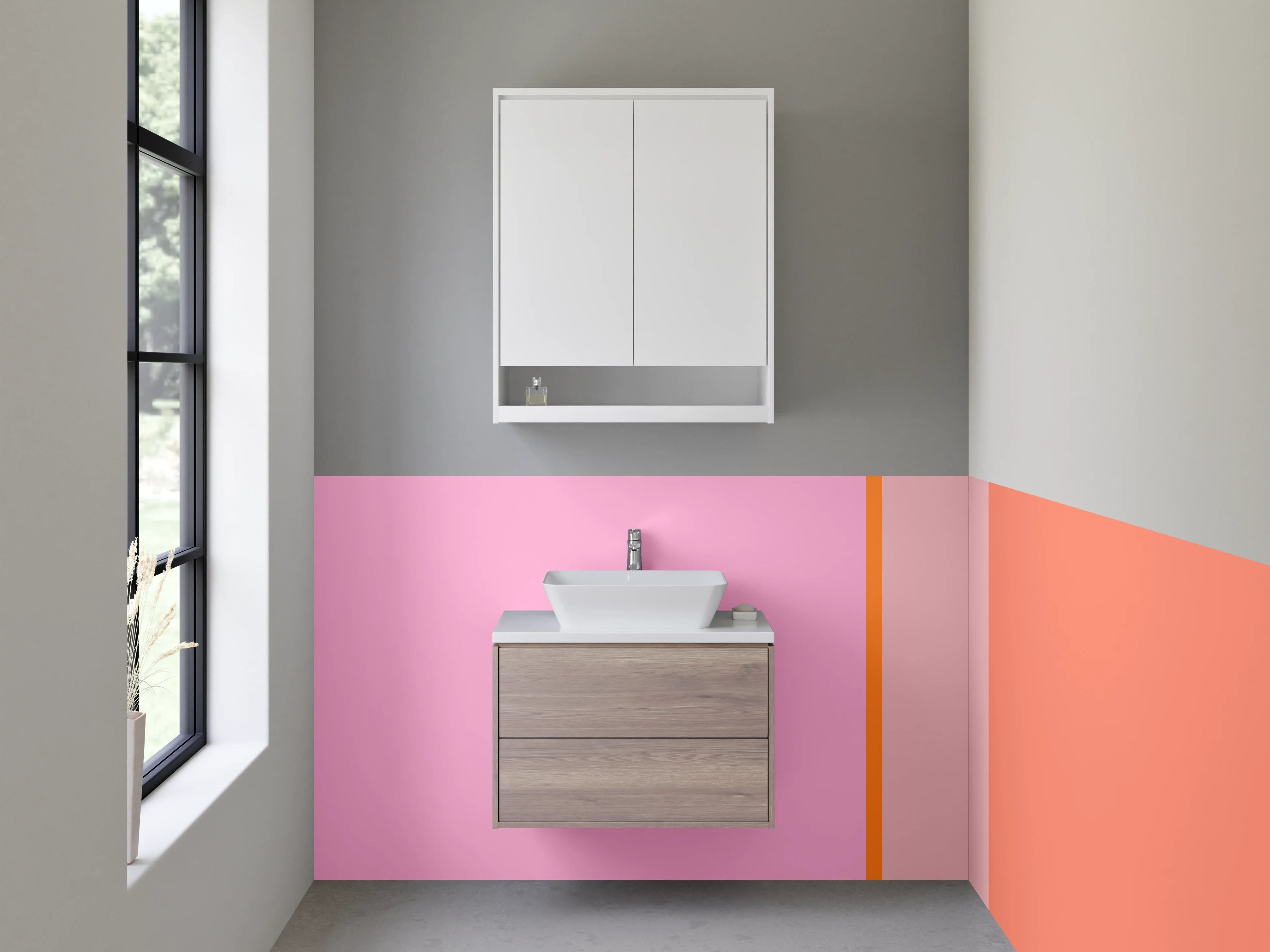 Waschbecken-Rückwand - Graue Akzente für modernes Badezimmer