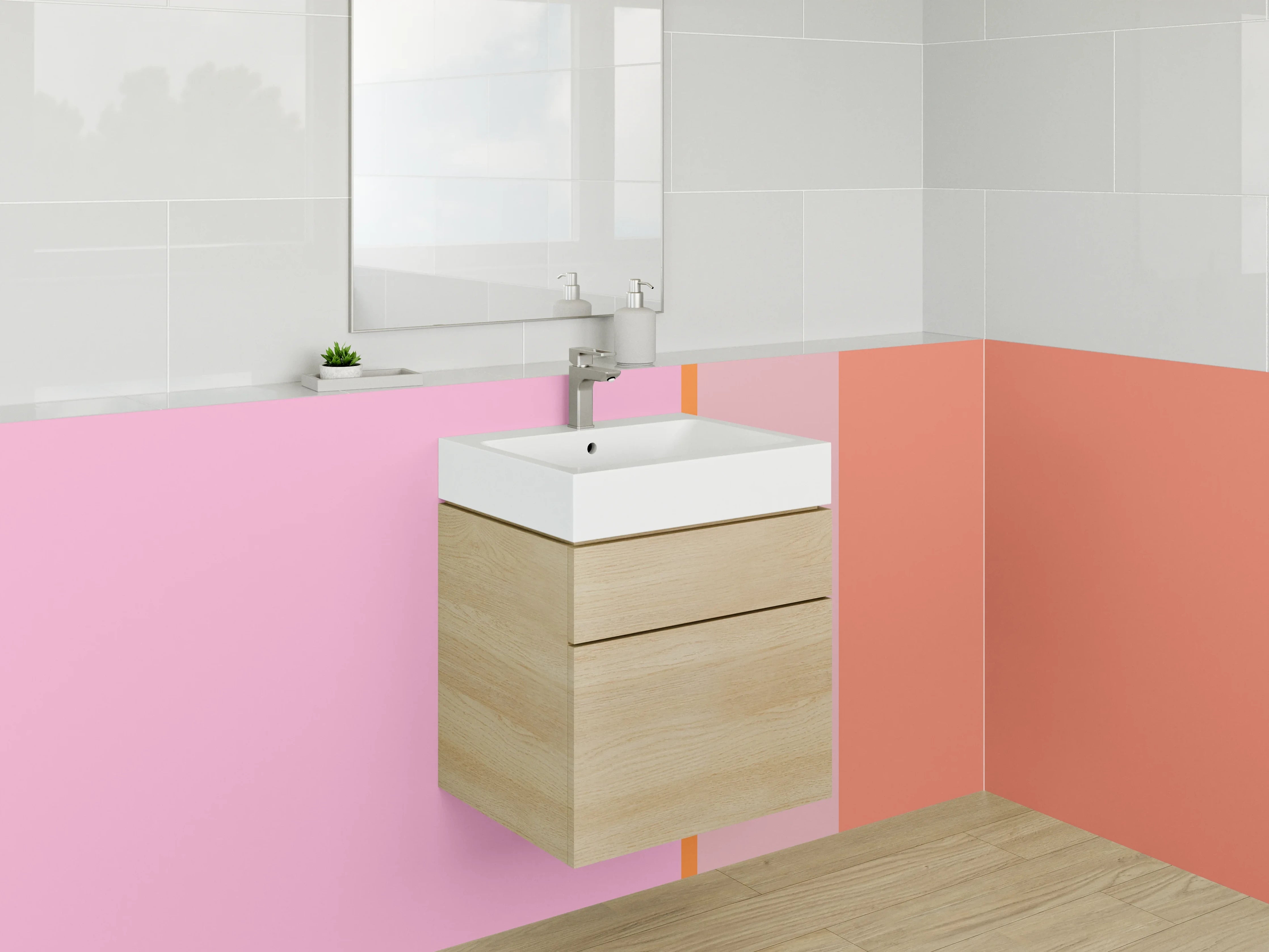 Waschbecken-Rückwand - Graue Akzente für modernes Badezimmer