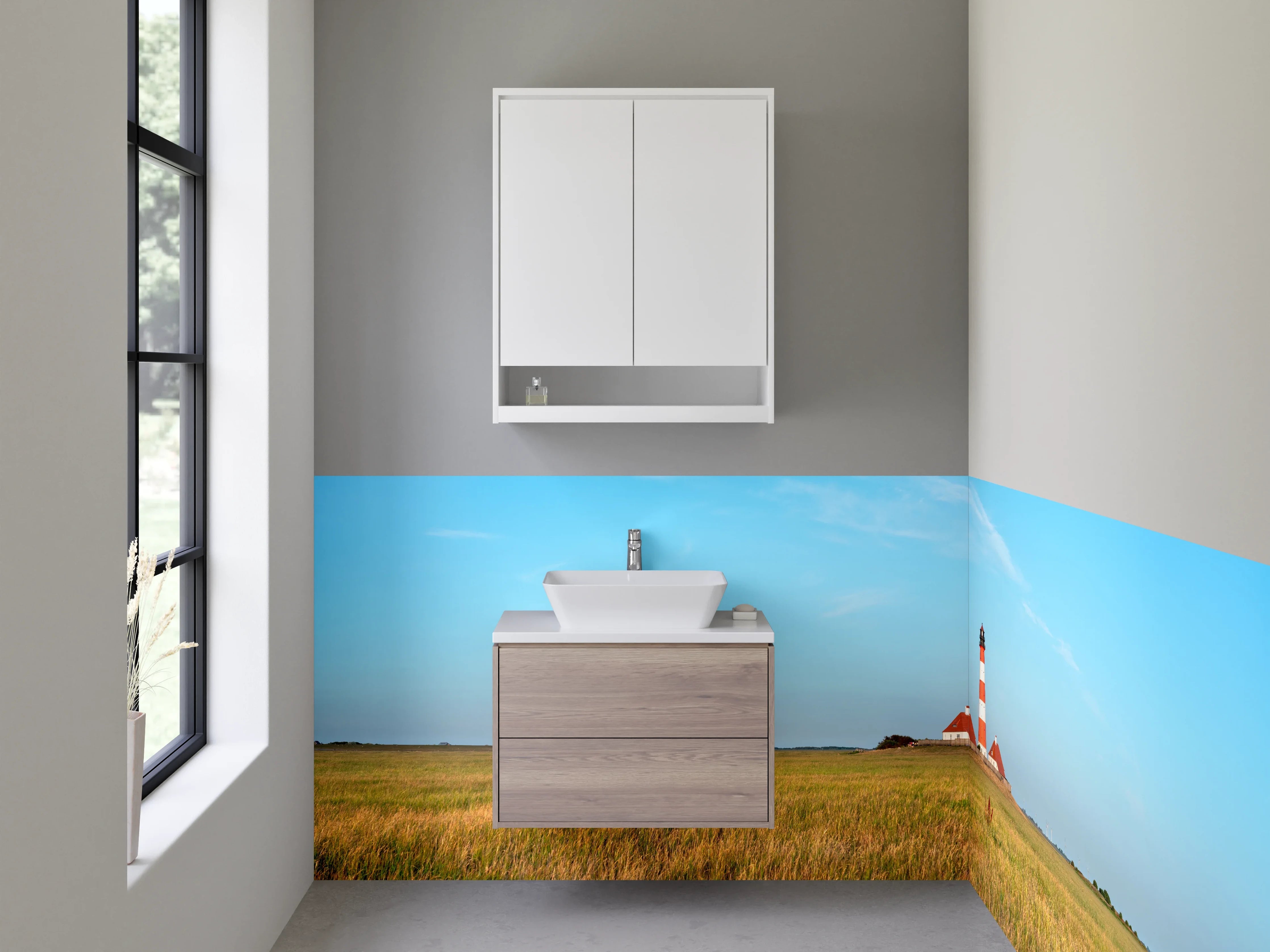 Waschbecken-Rückwand - Graue Akzente für stylische Badezimmerrückwände