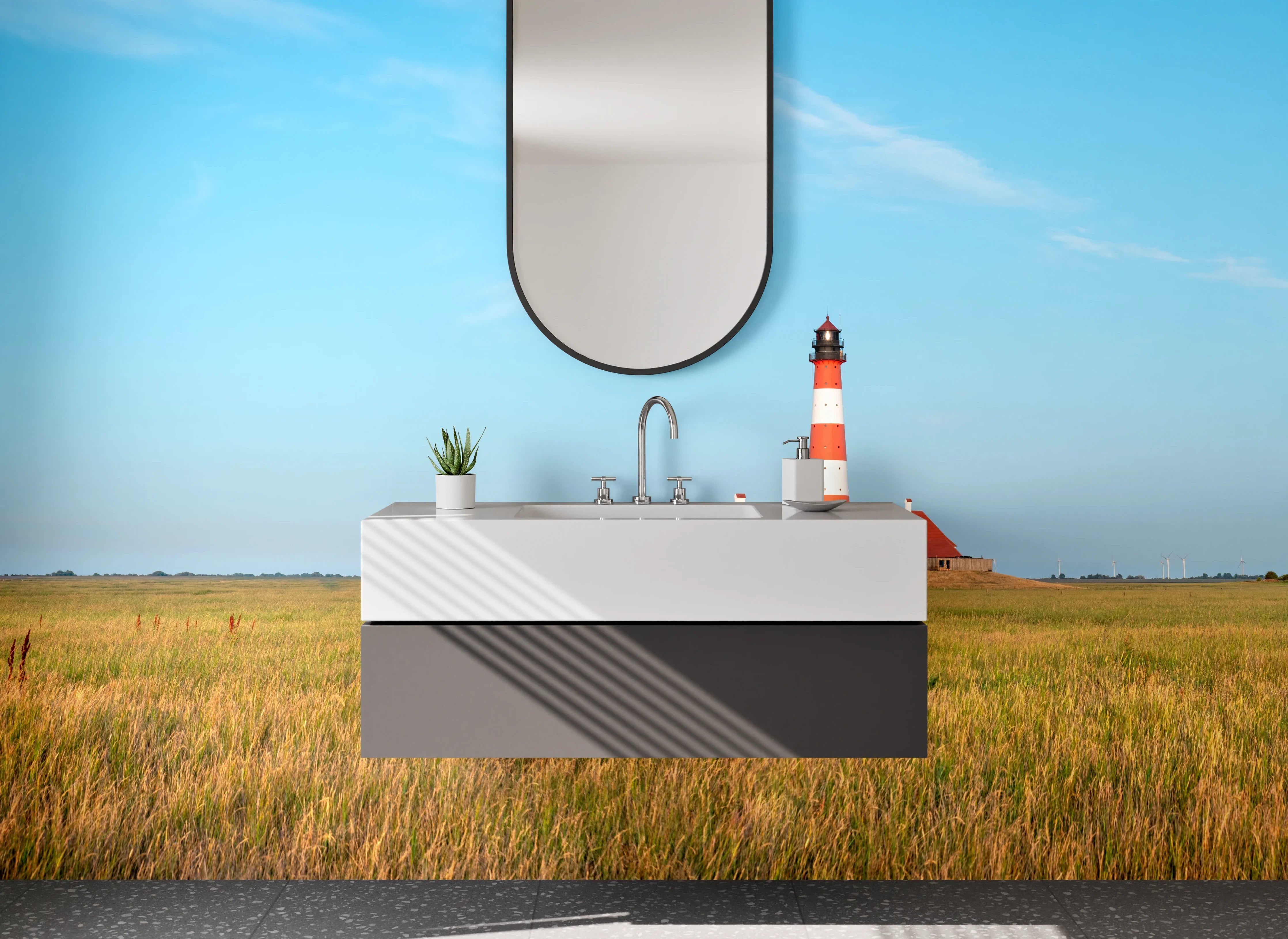 Waschbecken-Rückwand - Graue Akzente für stylische Badezimmerrückwände