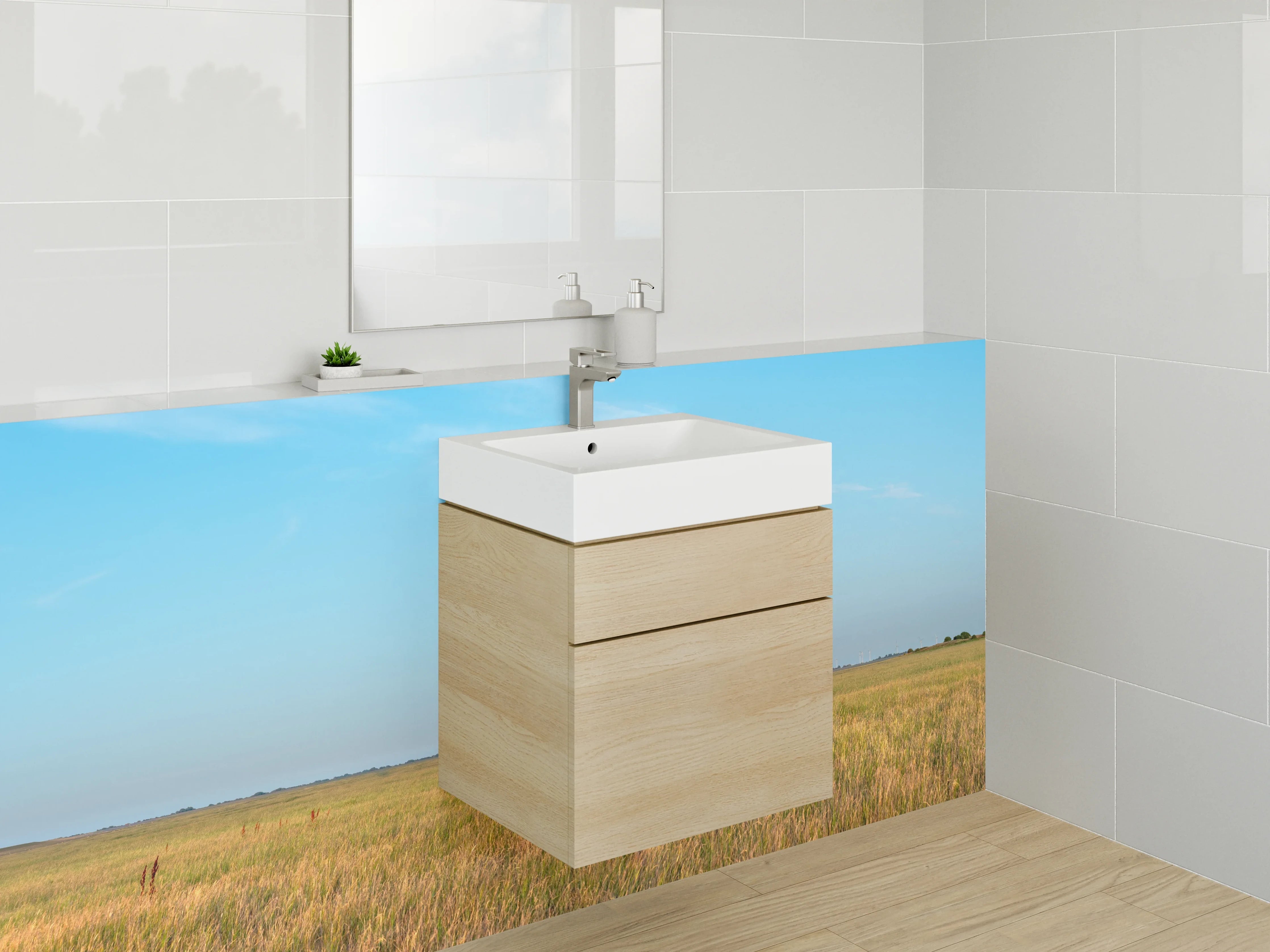 Waschbecken-Rückwand - Graue Akzente für stylische Badezimmerrückwände