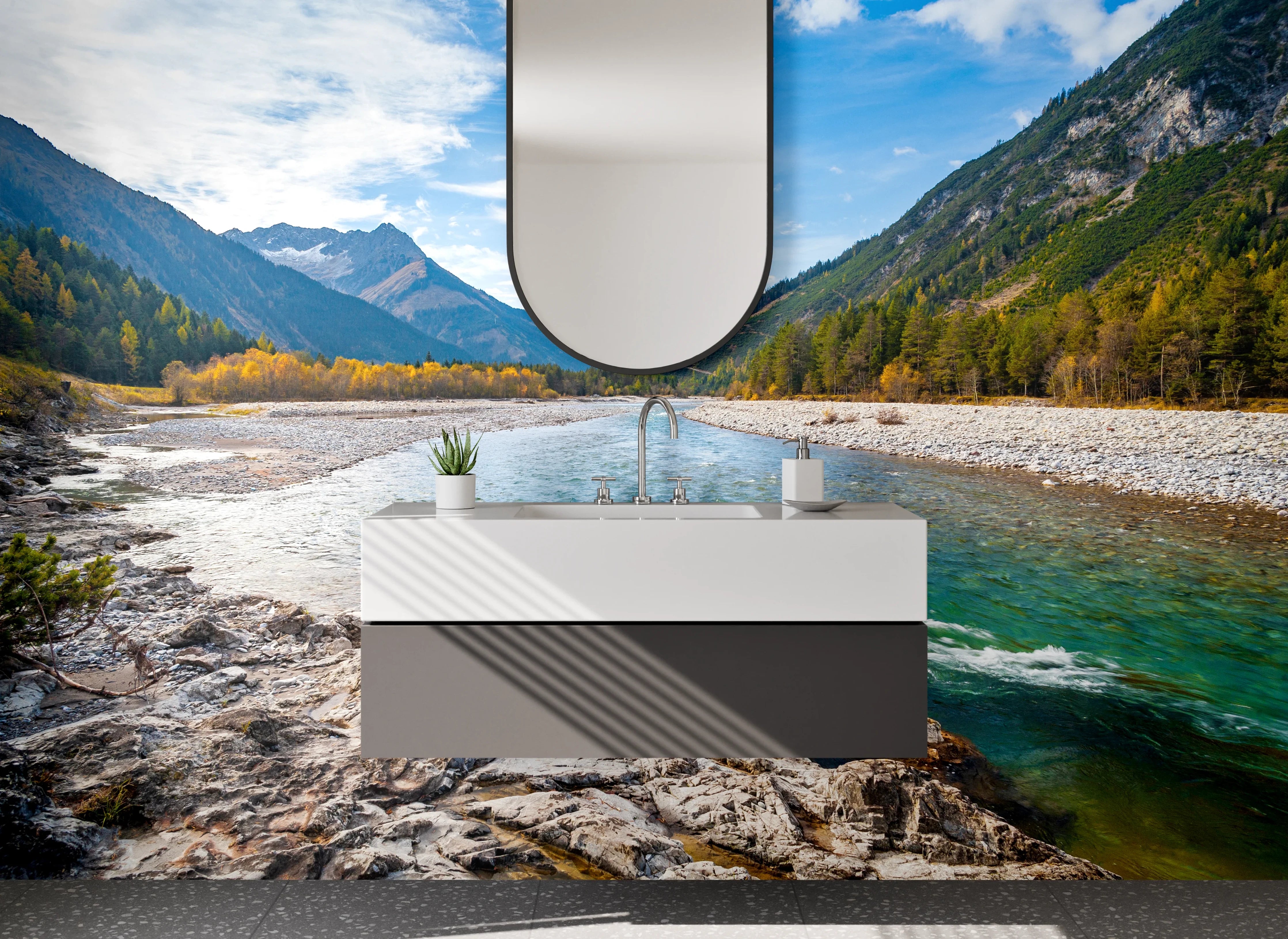 Waschbecken-Rückwand - Graue Akzente: Moderne Bad-Rückwände