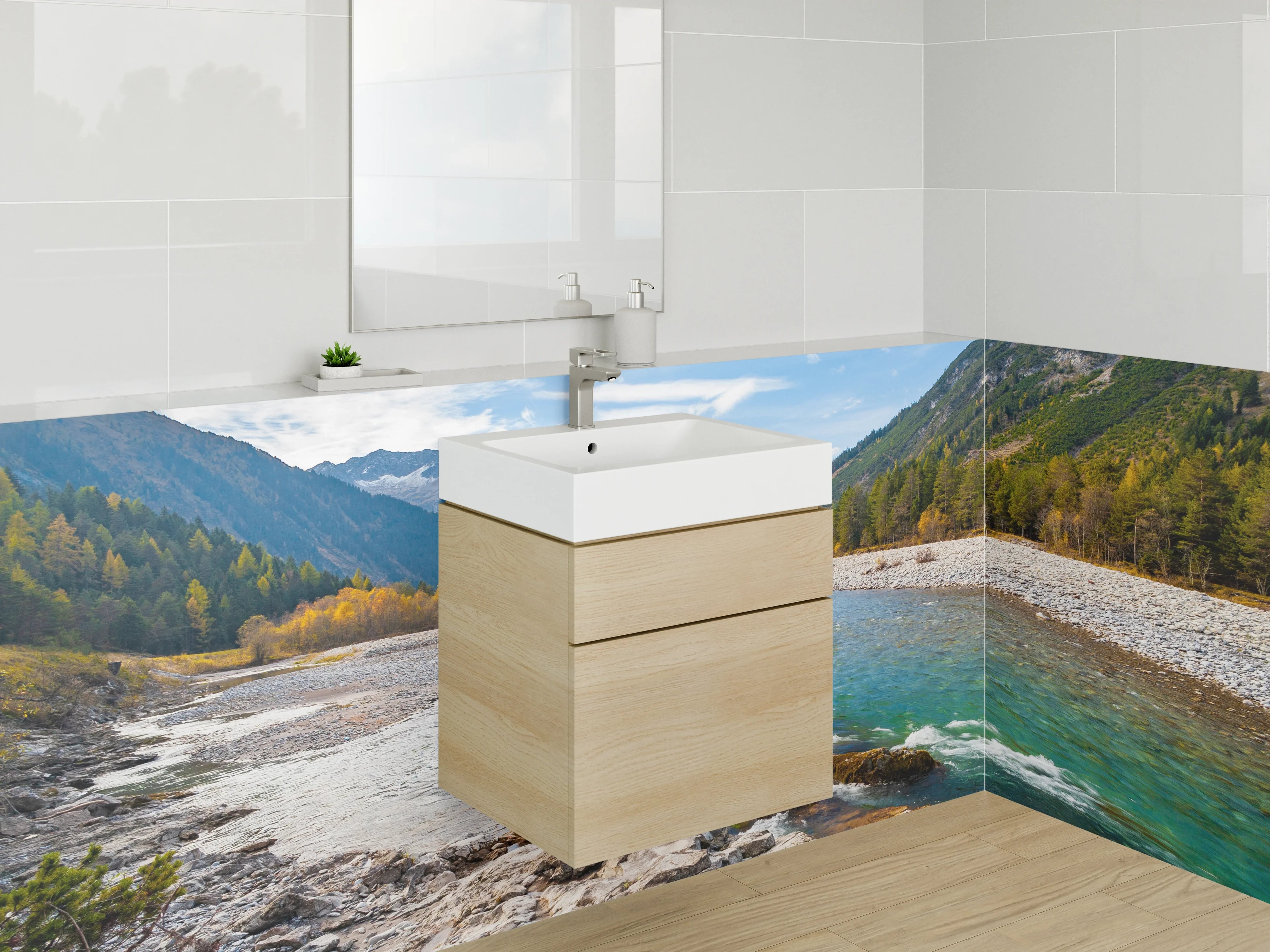 Waschbecken-Rückwand - Graue Akzente: Moderne Bad-Rückwände