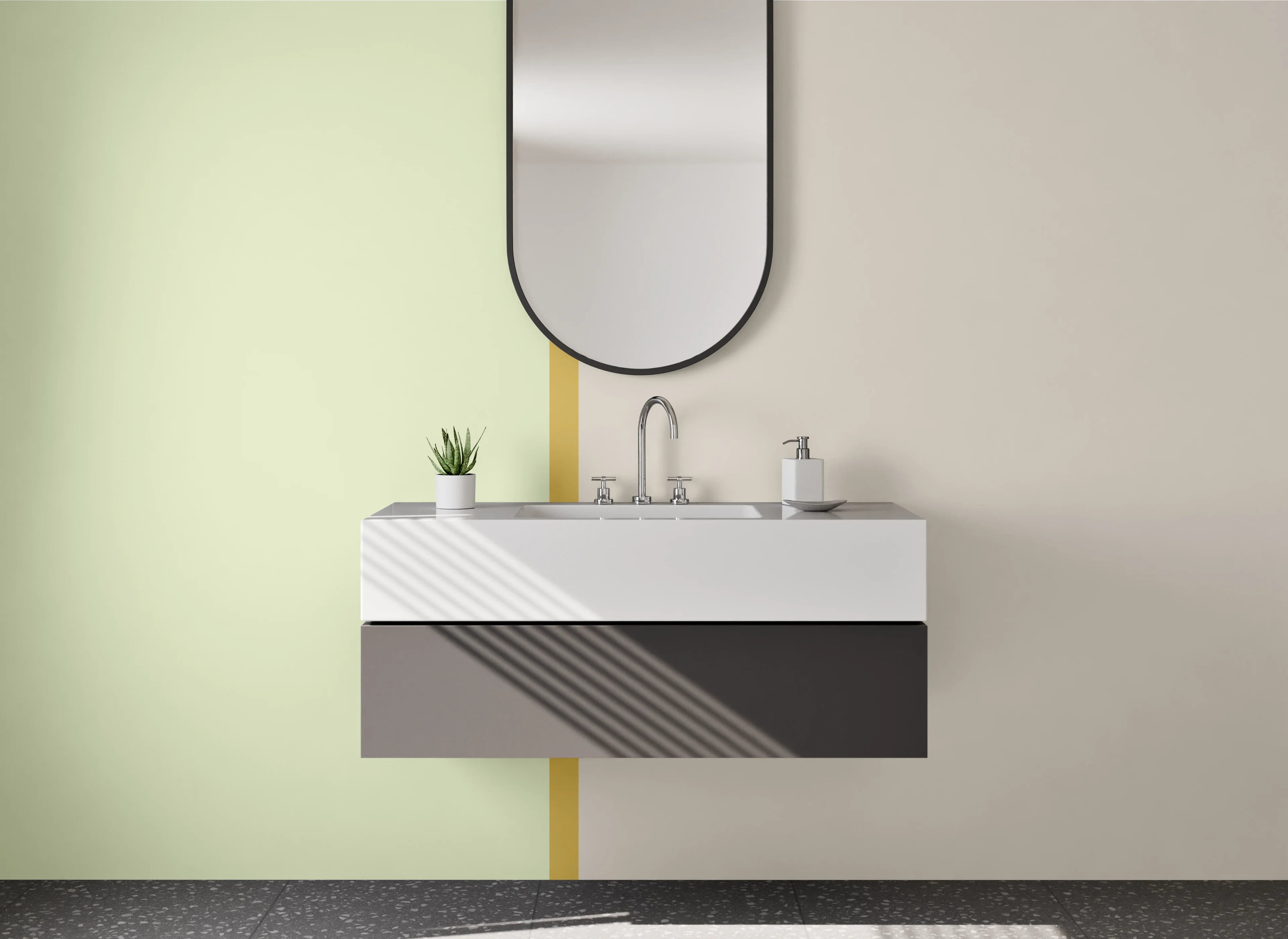 Waschbecken-Rückwand - Graue Akzente: Moderne Waschbeckerrückwand
