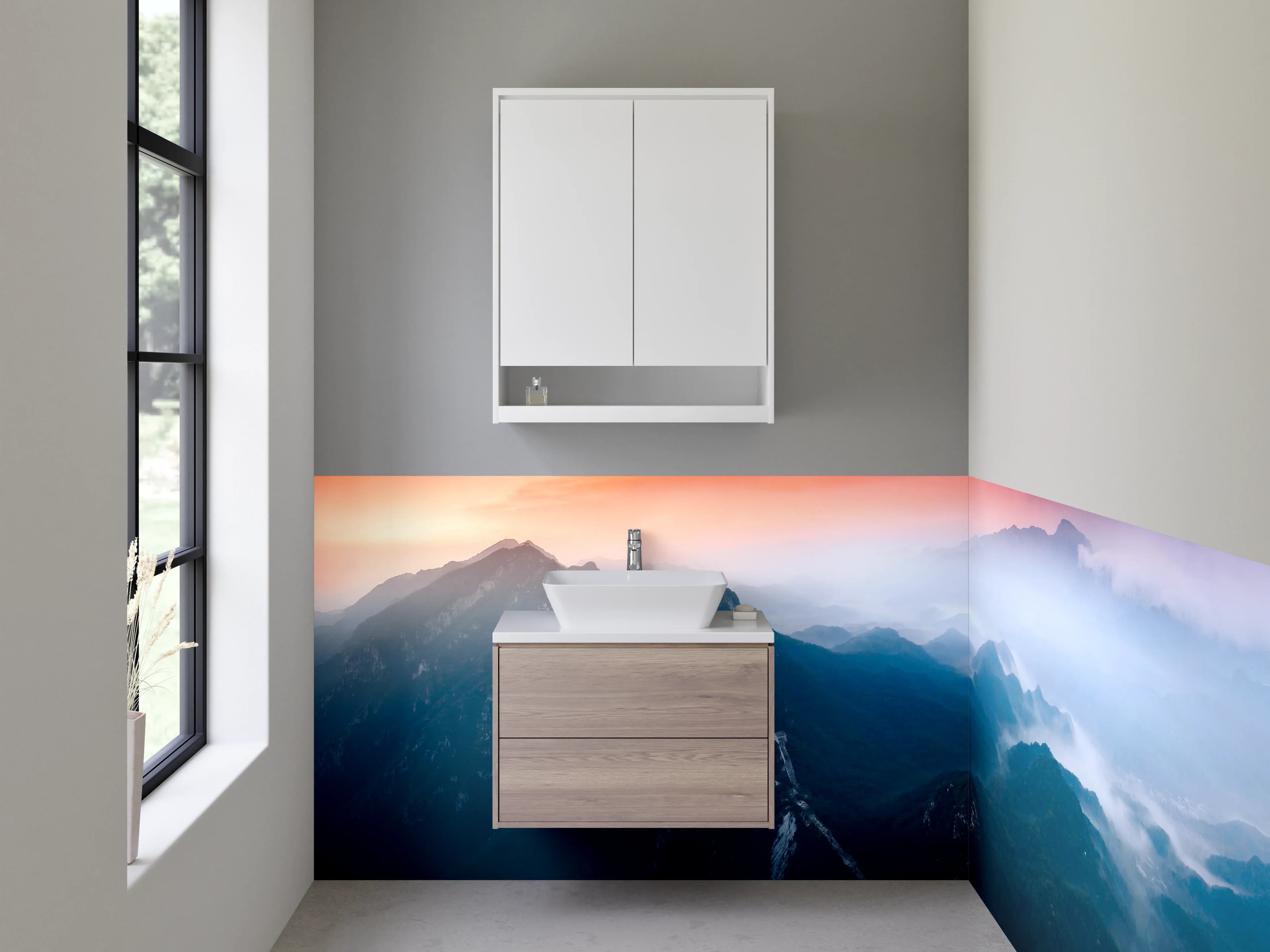 Waschbecken-Rückwand - Graue Akzente: Moderne Waschbeckerrückwand fürs Bad