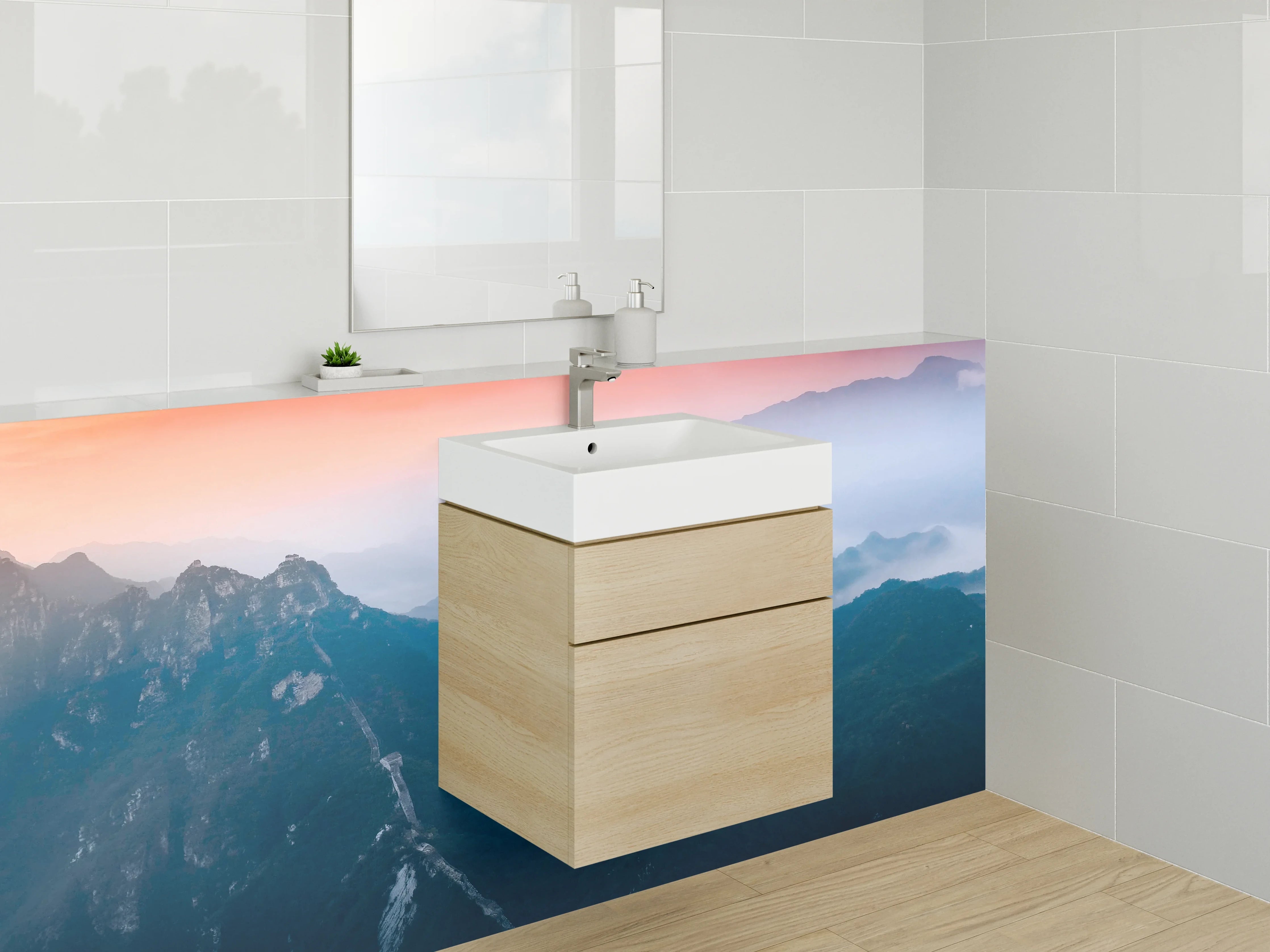 Waschbecken-Rückwand - Graue Akzente: Moderne Waschbeckerrückwand fürs Bad