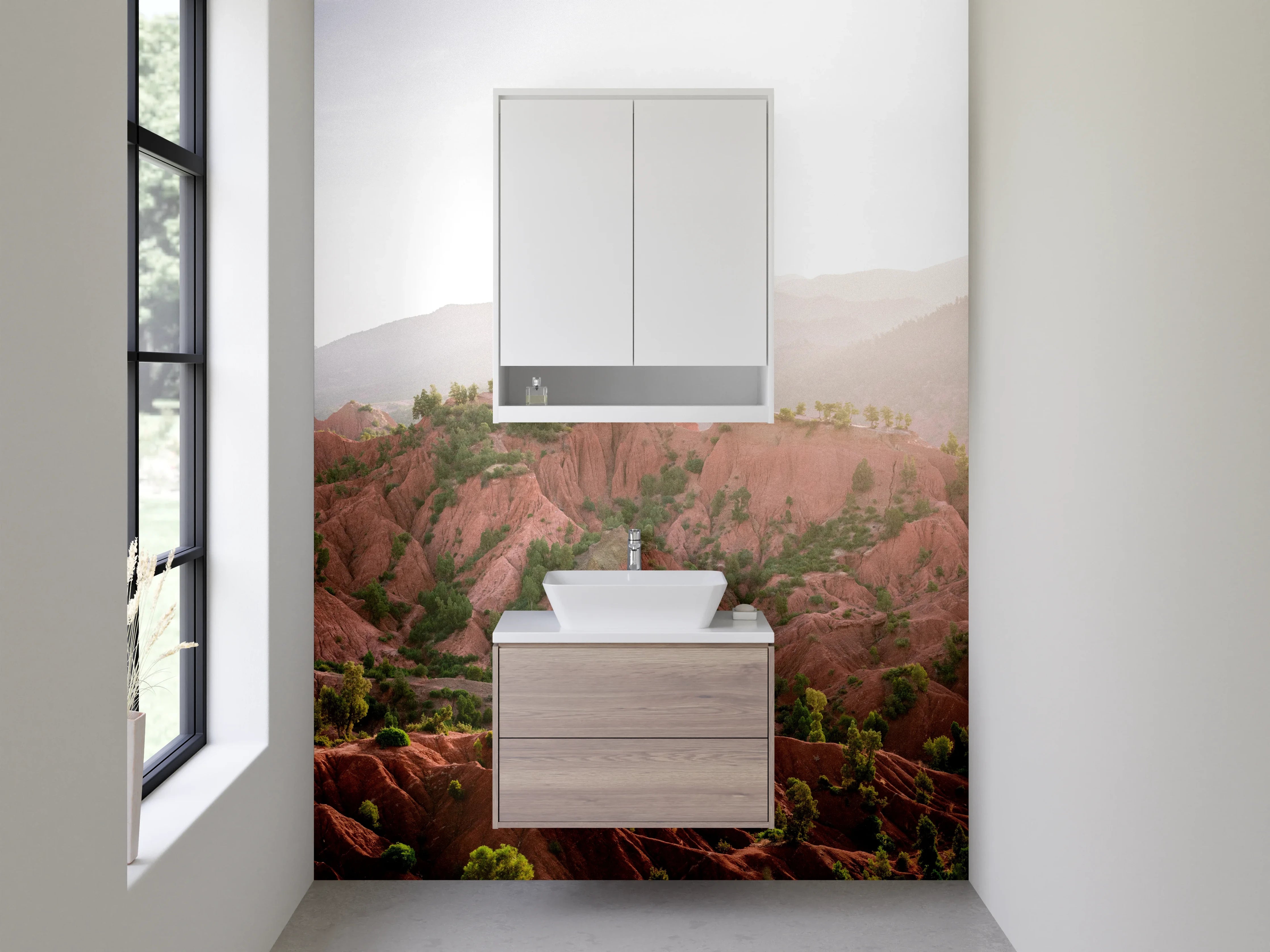 Waschbecken-Rückwand - Graue Akzente: Moderne Waschrückwand für Zuhause