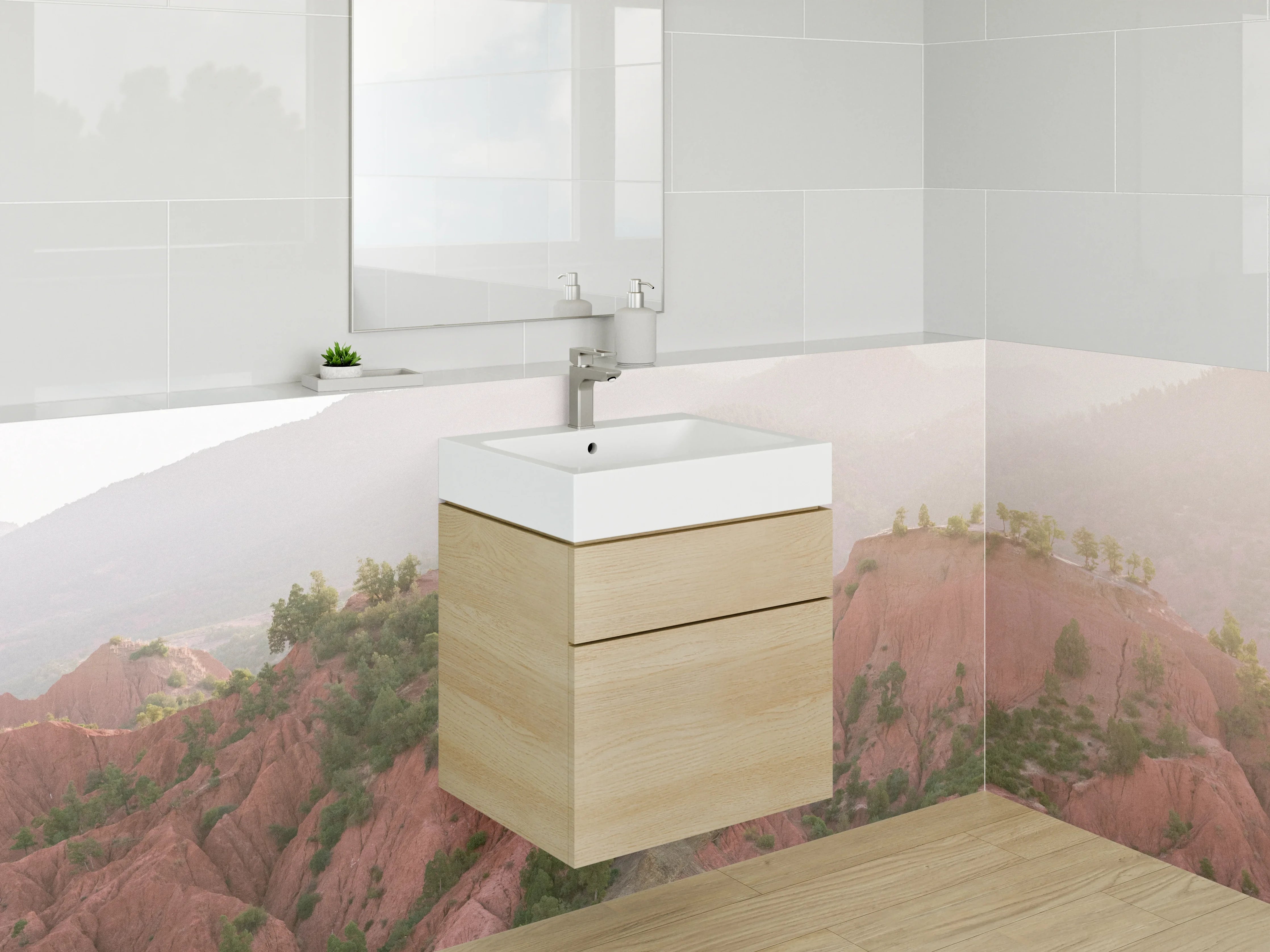 Waschbecken-Rückwand - Graue Akzente: Moderne Waschrückwand für Zuhause