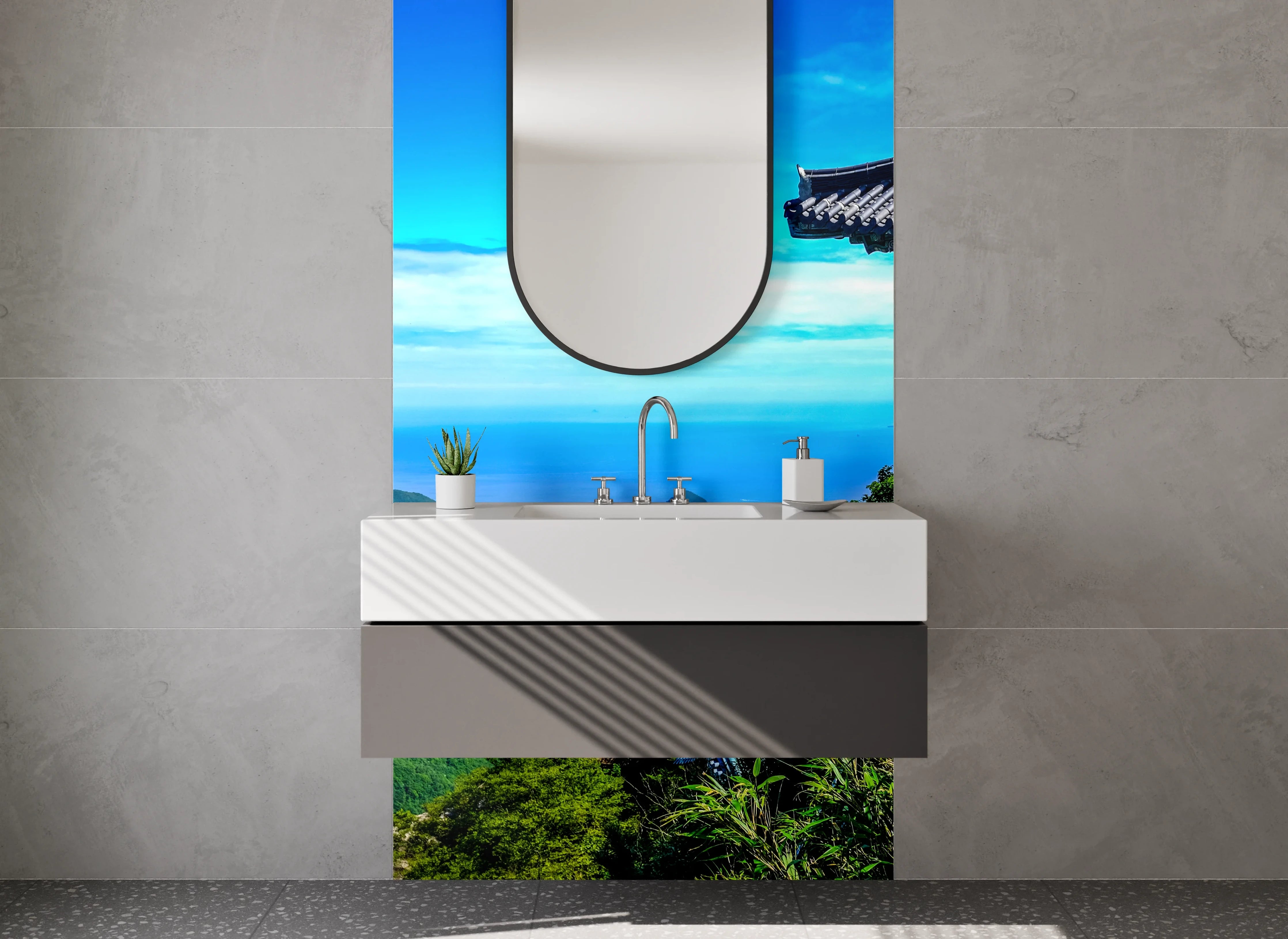 Waschbecken-Rückwand - Graue Akzente: Modernes Waschtisch-Design