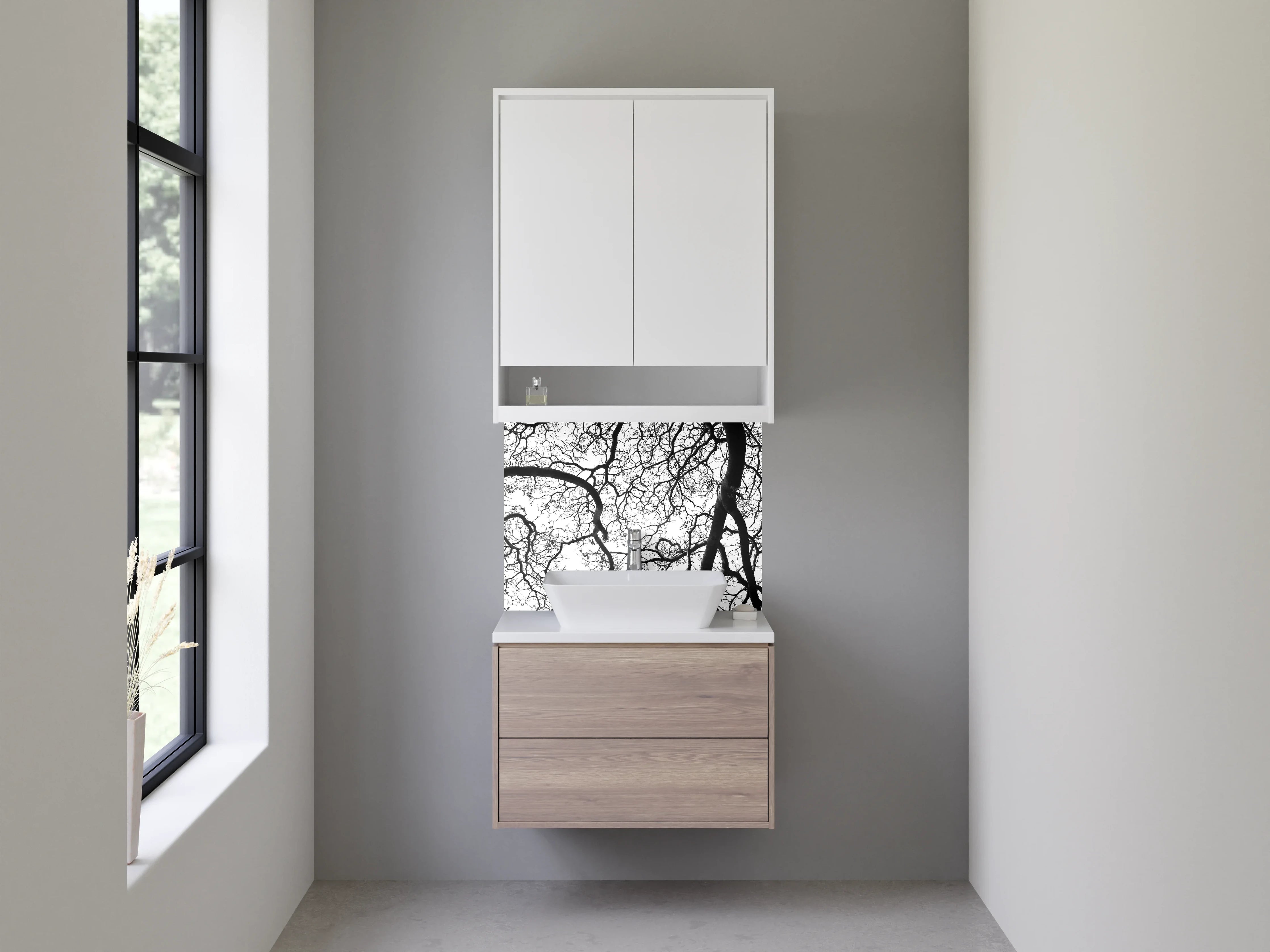 Waschbecken-Rückwand - Graue Bad-Wandpaneele für modernes Design