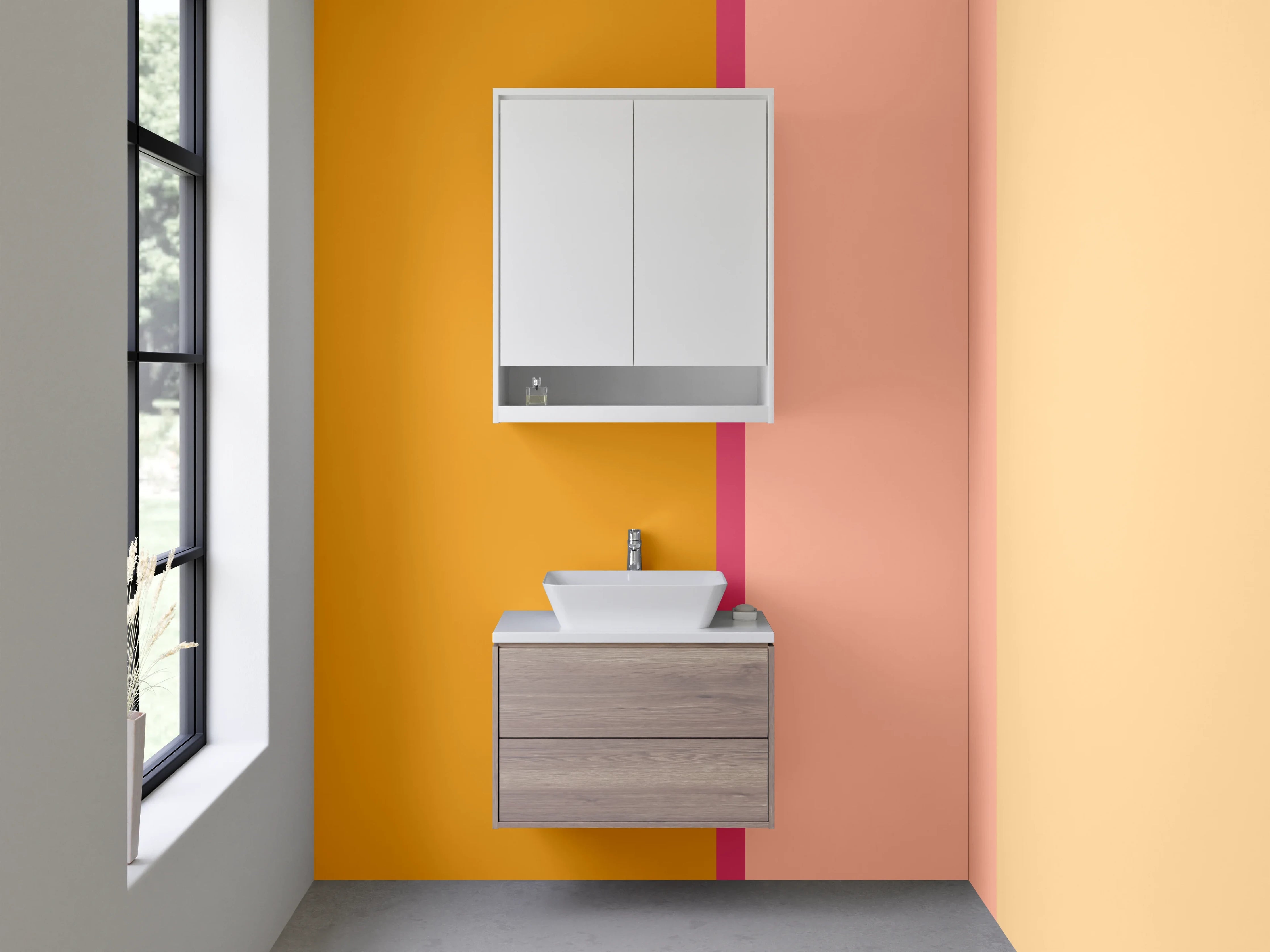Waschbecken-Rückwand - Graue Badezimmerrückwand für modernes Washroom