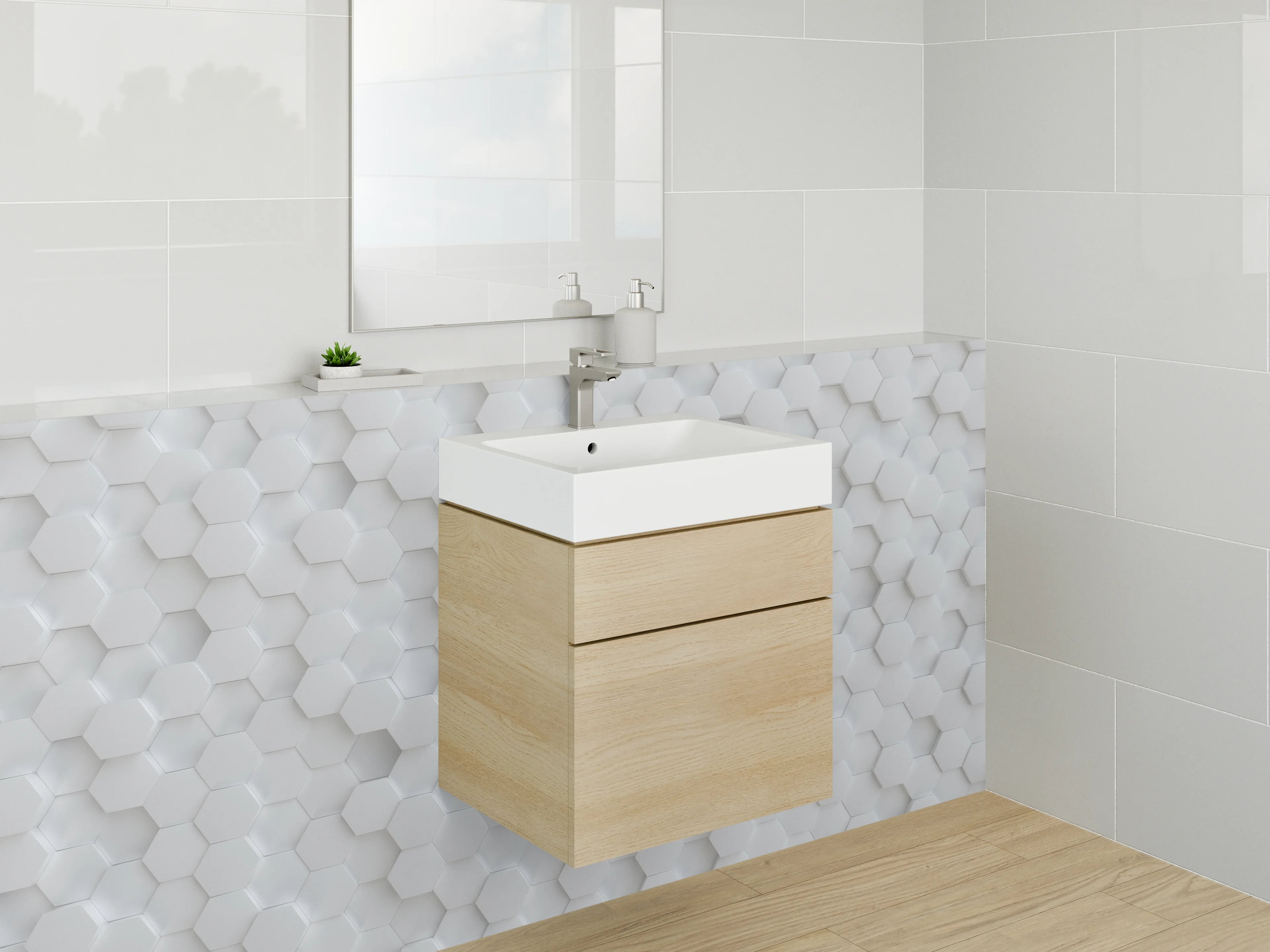 Waschbecken-Rückwand - Graue Hexagon-Wandfliese