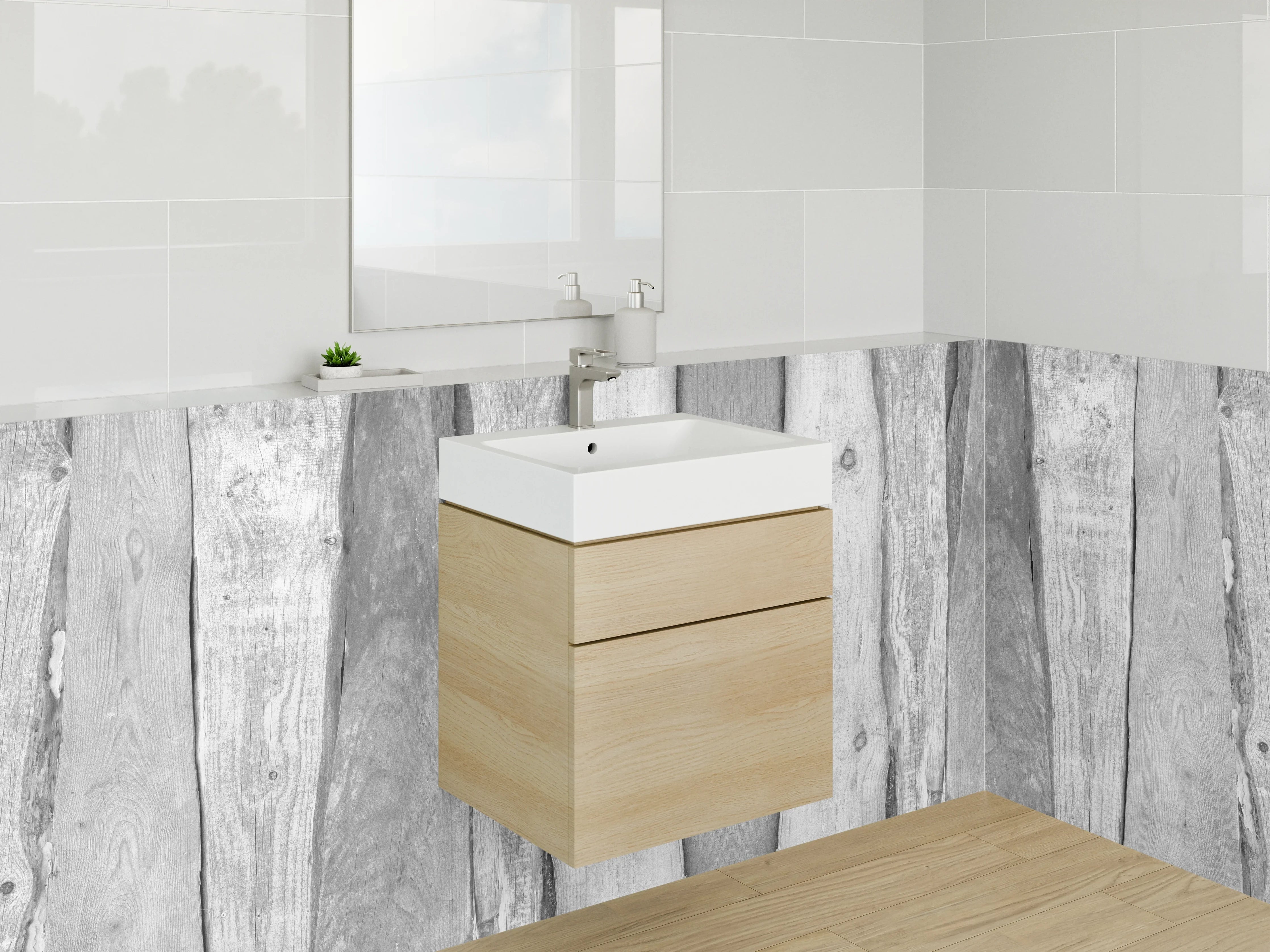 Waschbecken-Rückwand - Graue Holzmaserung Wandfliese