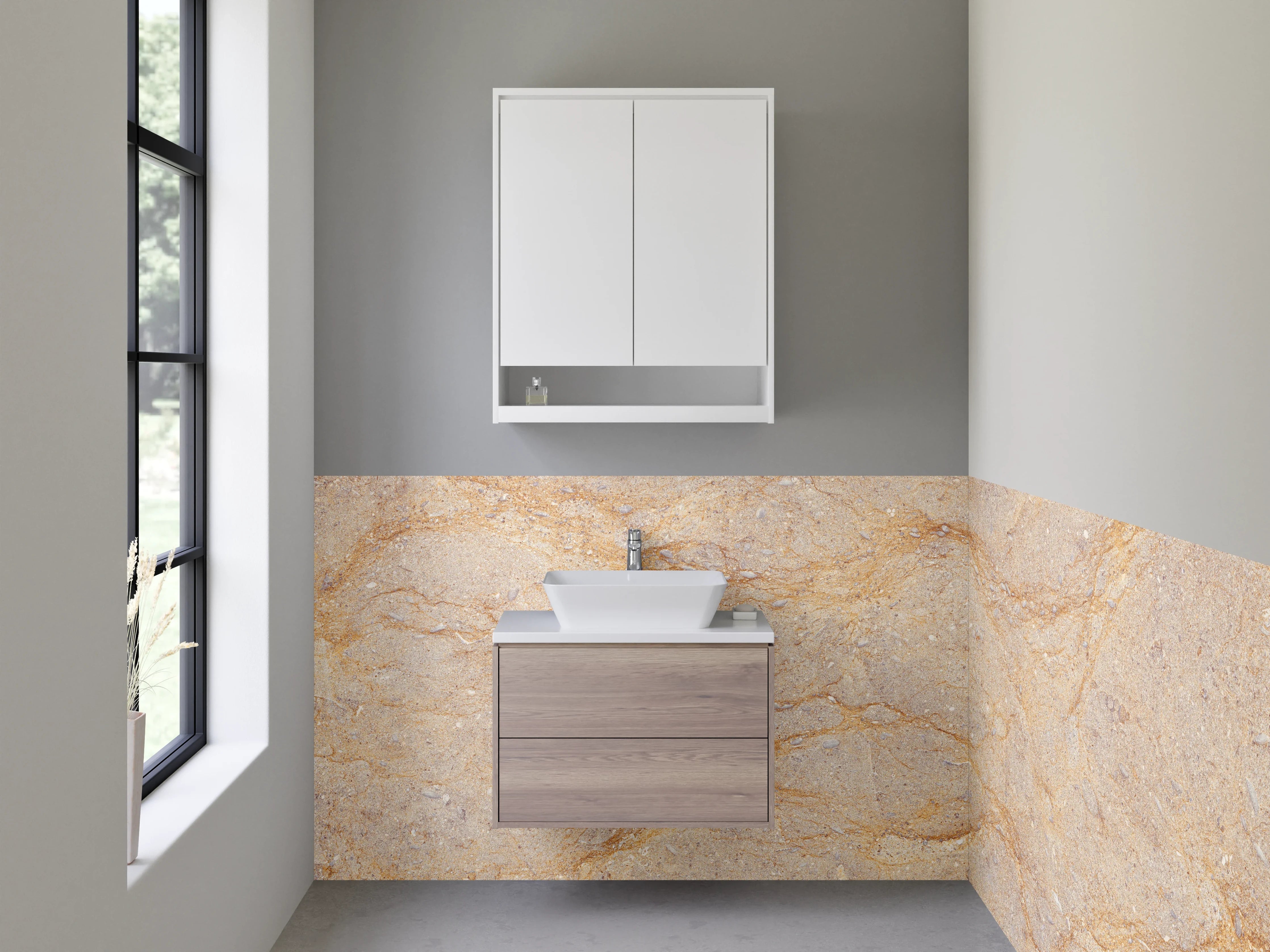 Waschbecken-Rückwand - Graue Marmor-Waschrückwand für Badezimmer
