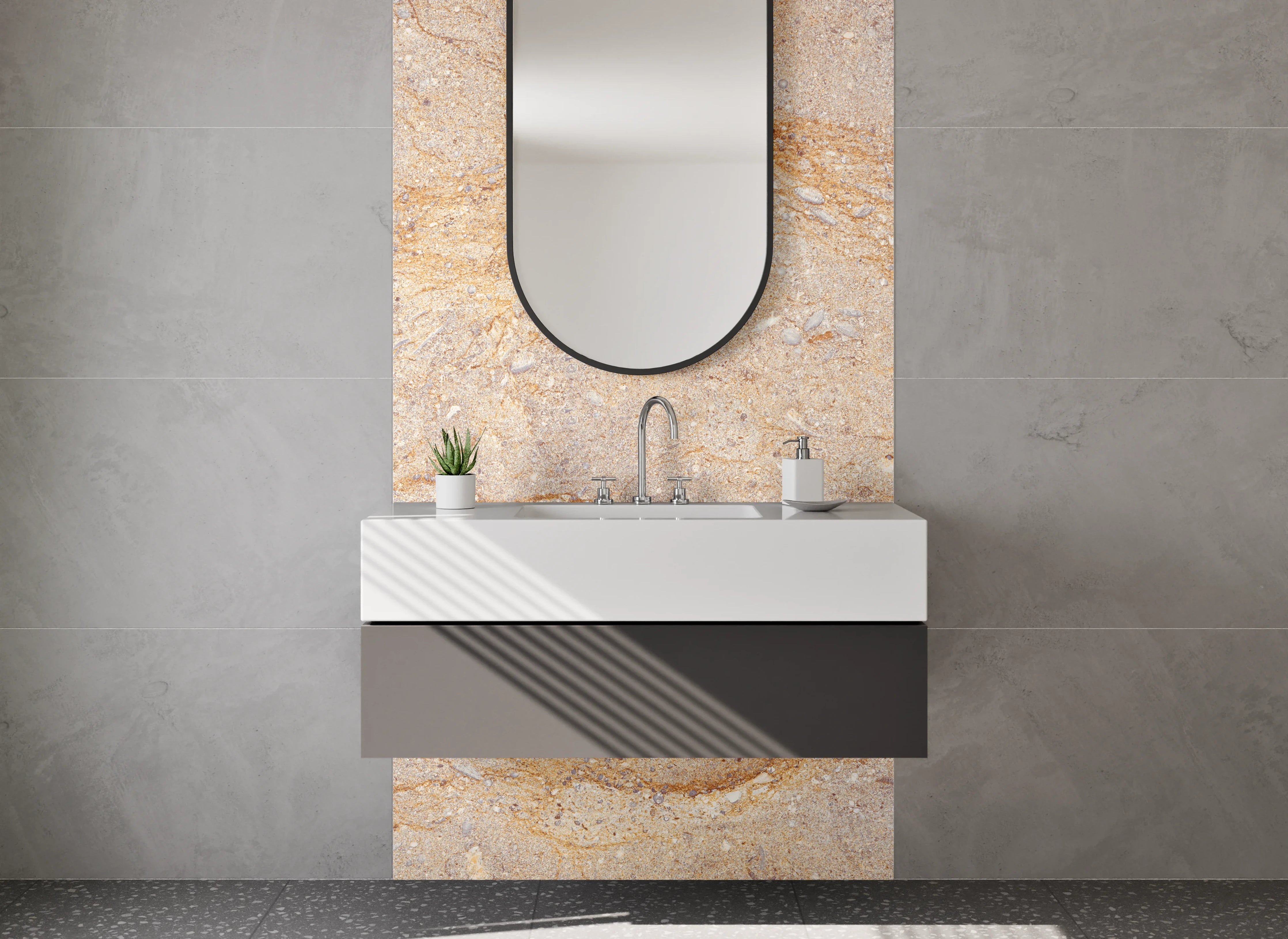 Waschbecken-Rückwand - Graue Marmor-Waschrückwand für Badezimmer