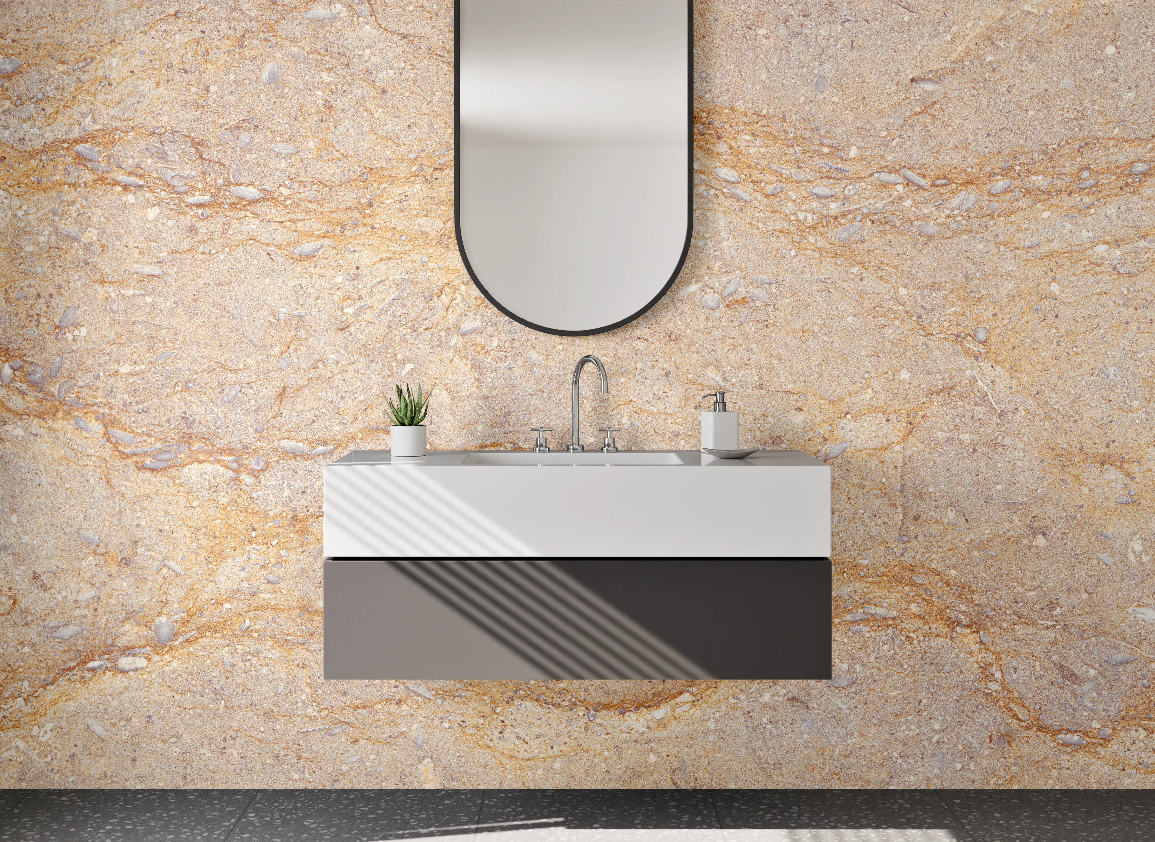 Waschbecken-Rückwand - Graue Marmor-Waschrückwand für Badezimmer
