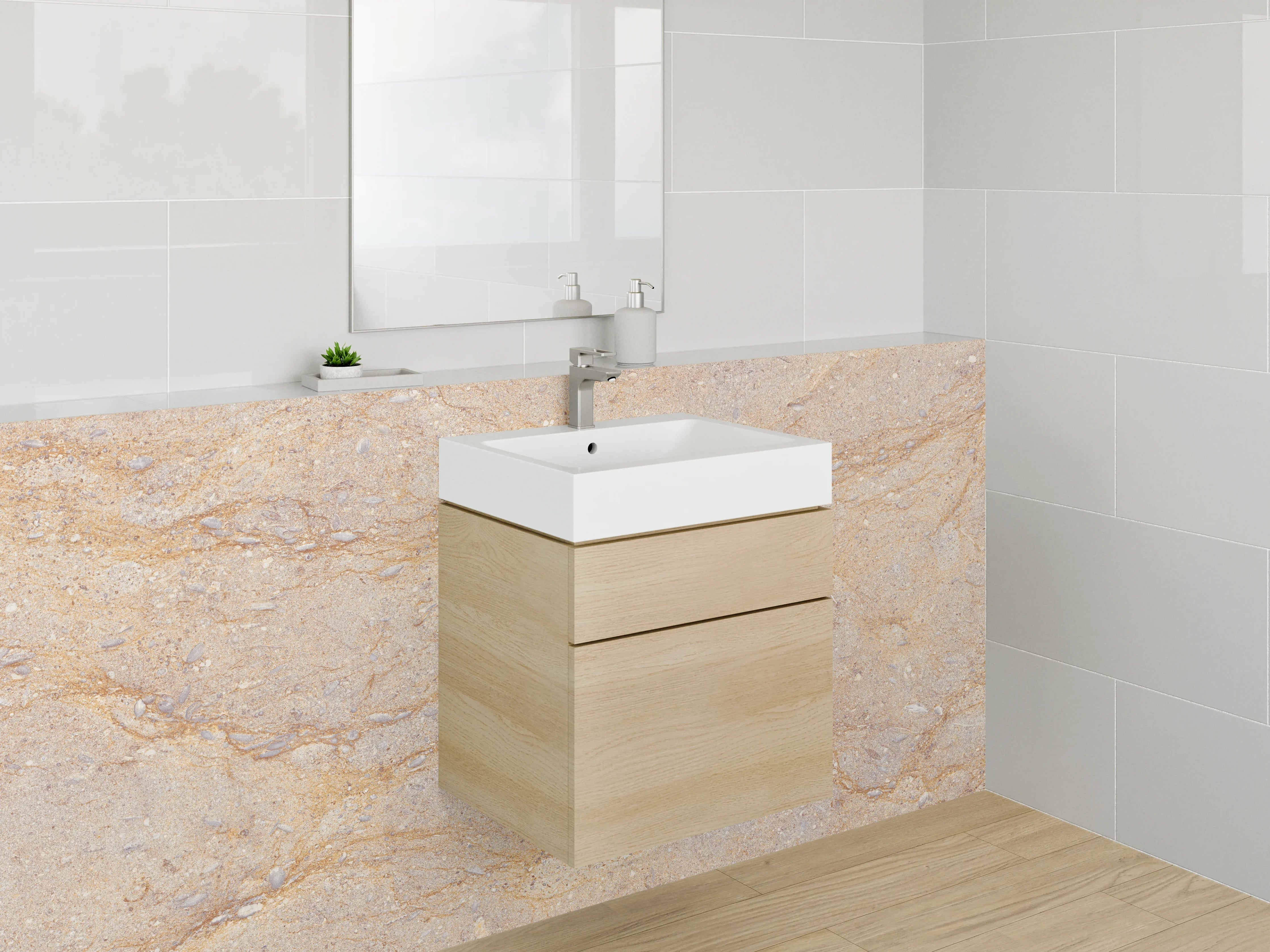 Waschbecken-Rückwand - Graue Marmor-Waschrückwand für Badezimmer