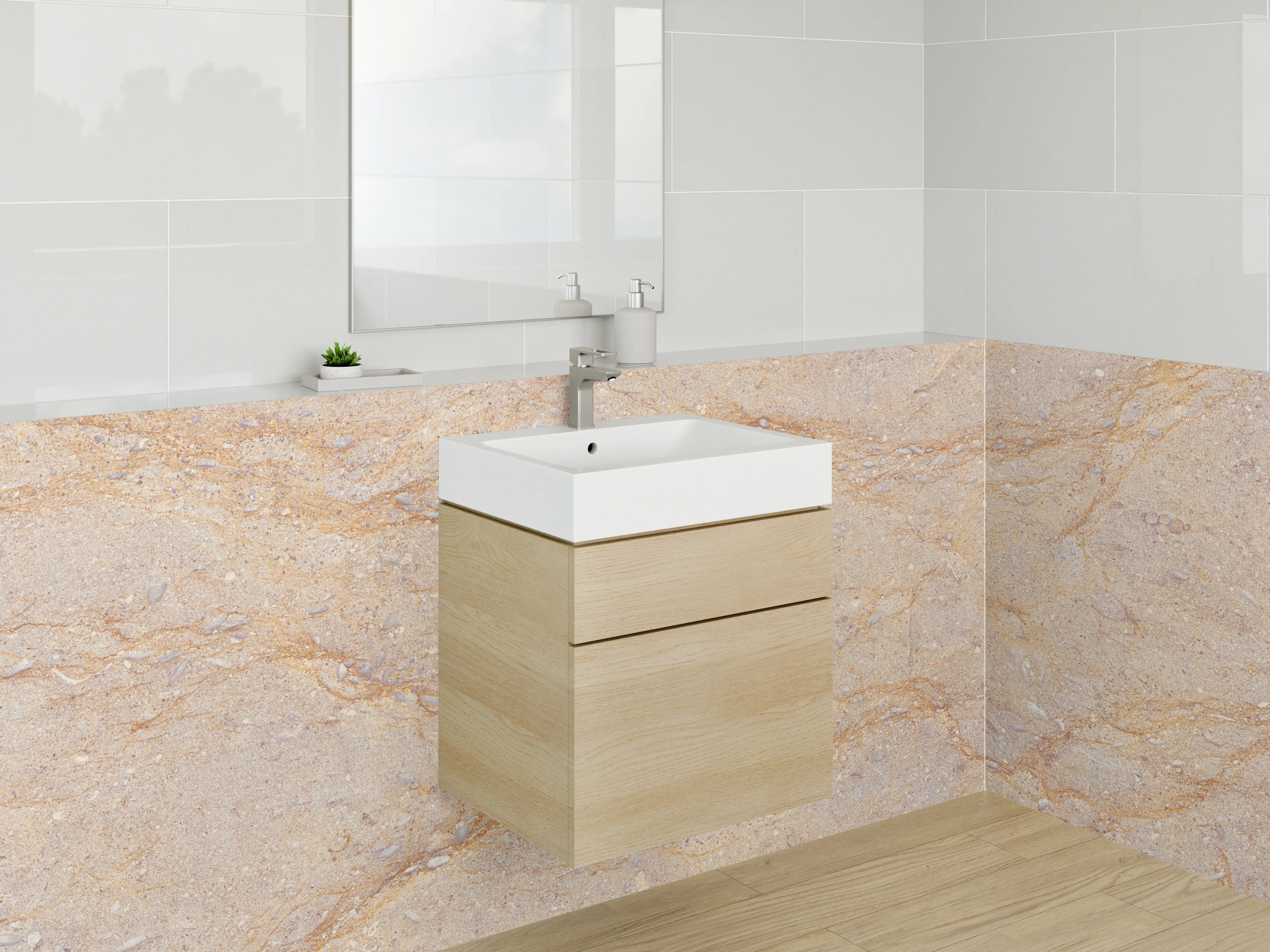 Waschbecken-Rückwand - Graue Marmor-Waschrückwand für Badezimmer