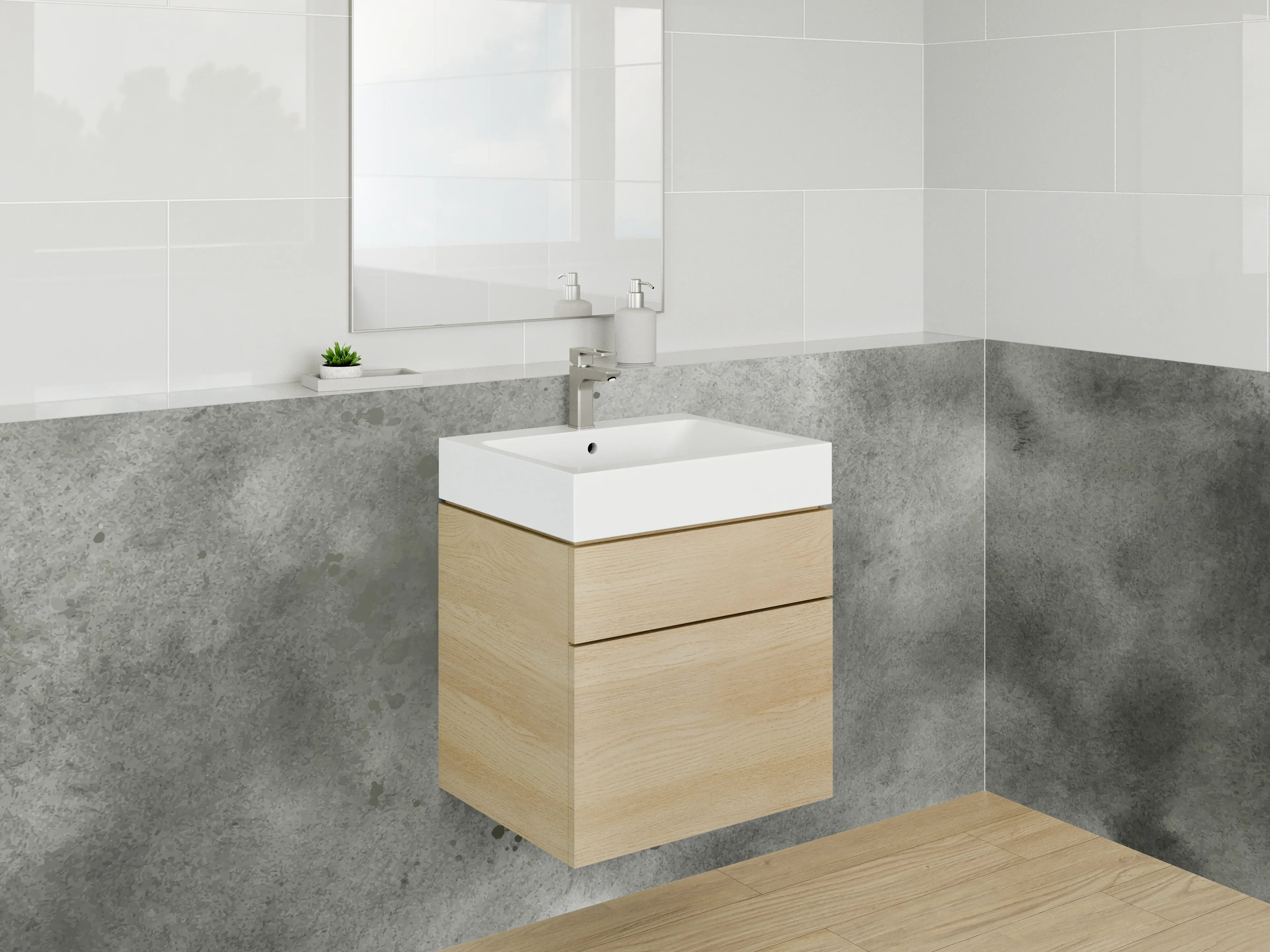 Waschbecken-Rückwand - Graue Marmortextur mit Wasserflecken