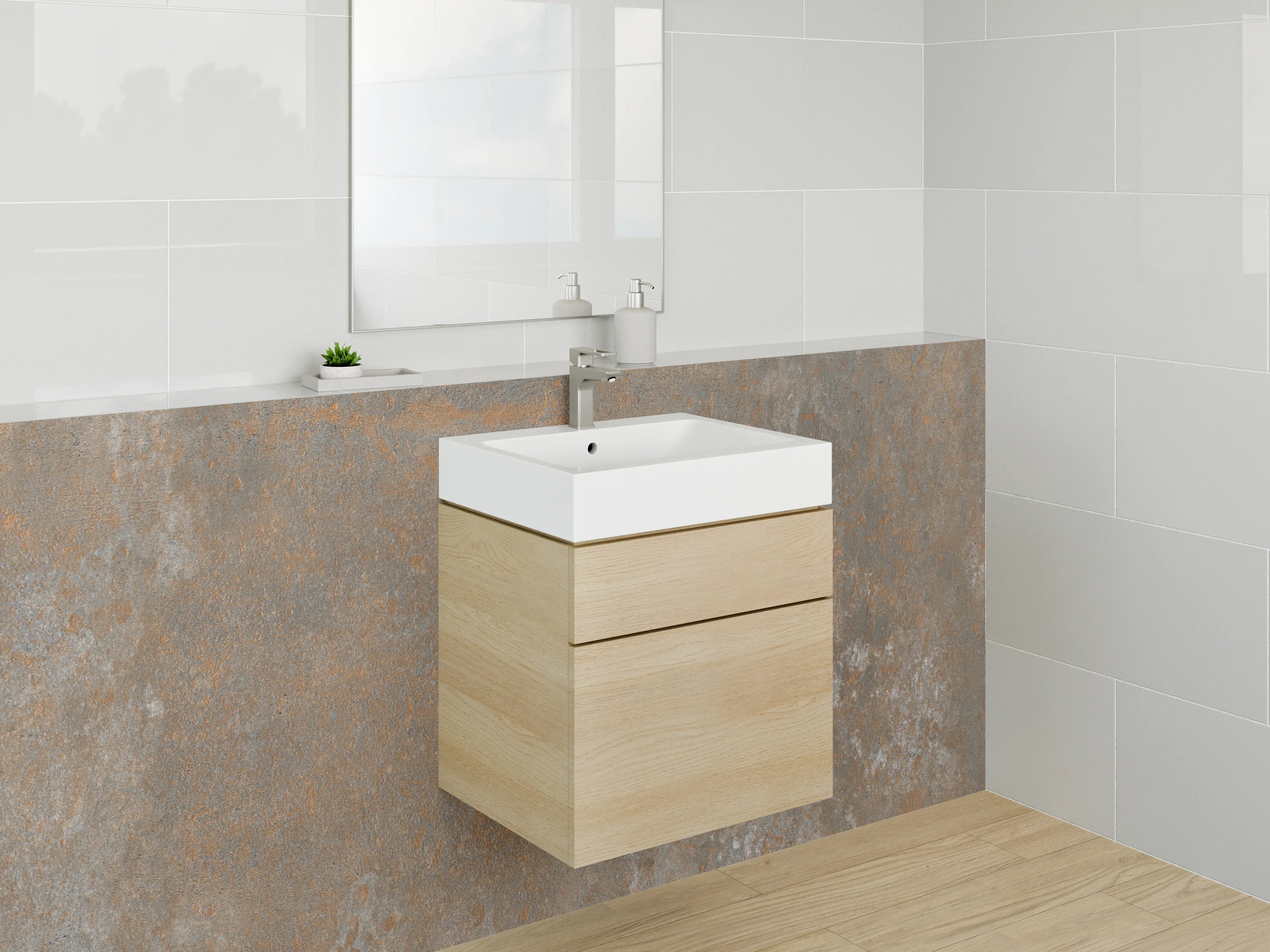 Waschbecken-Rückwand - Graue Metallkunst