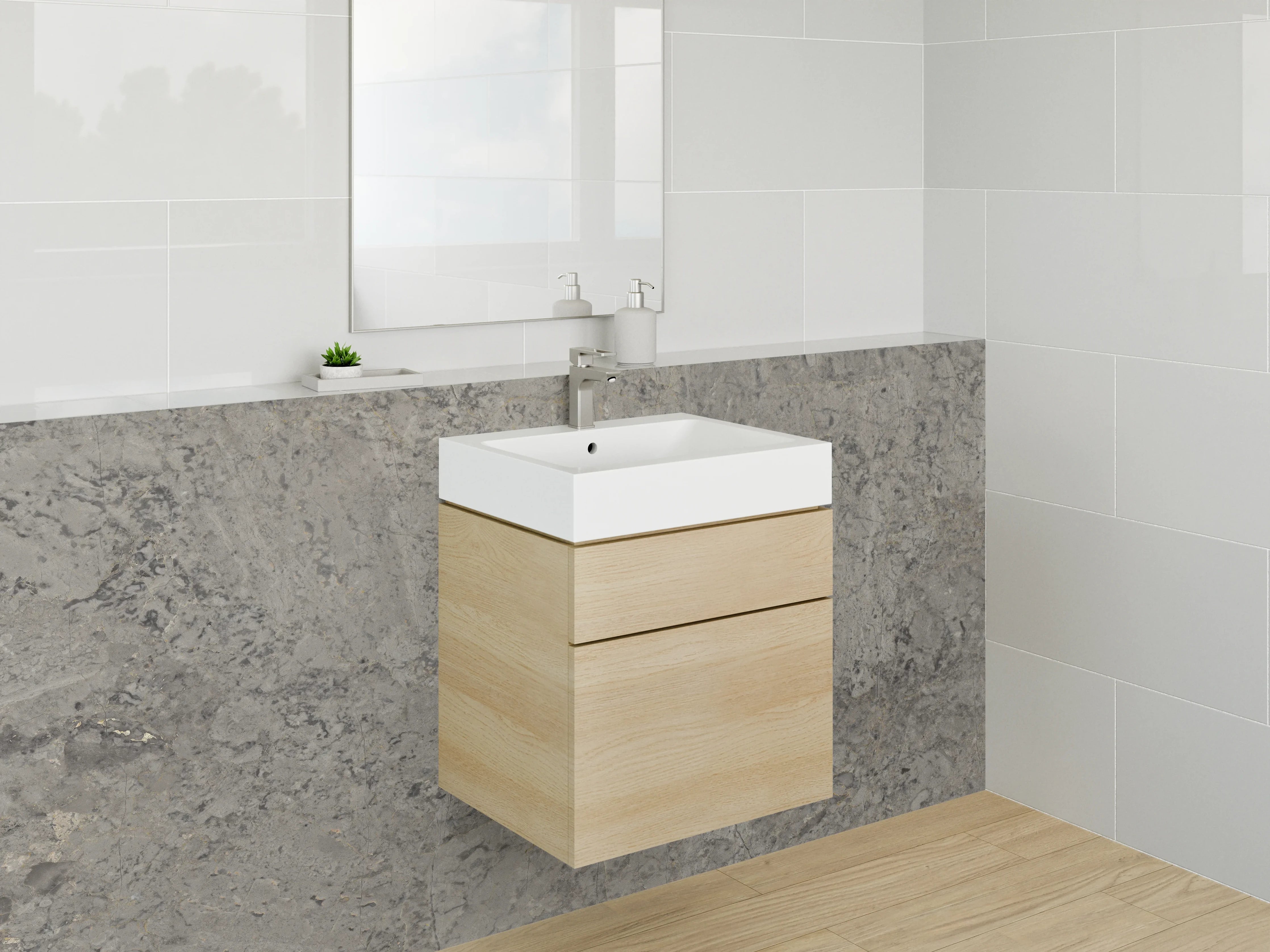 Waschbecken-Rückwand - Graue Steinoptik mit Textur