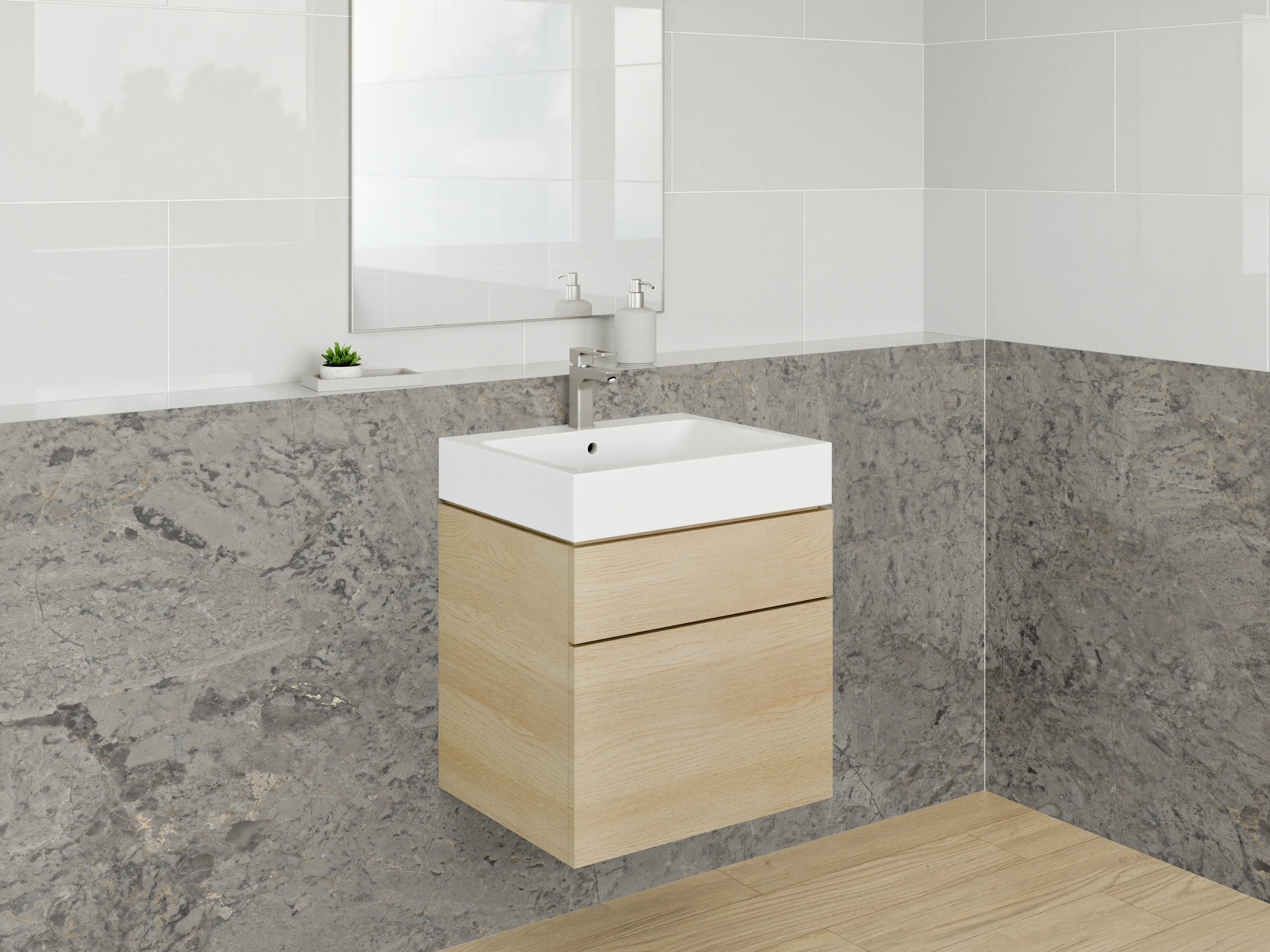 Waschbecken-Rückwand - Graue Steinoptik mit Textur