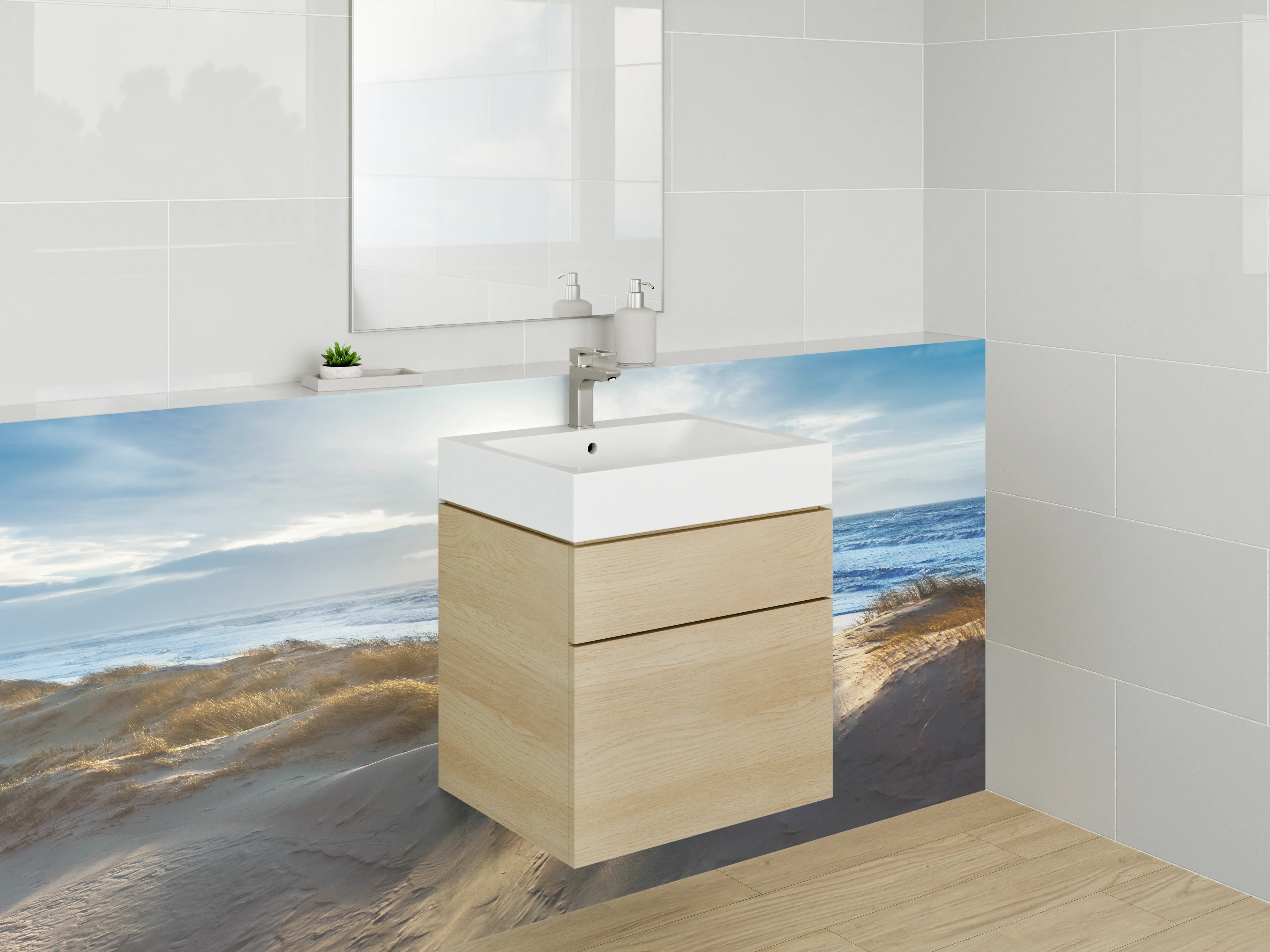 Waschbecken-Rückwand - Graue Wandgestaltung für dein Badezimmer