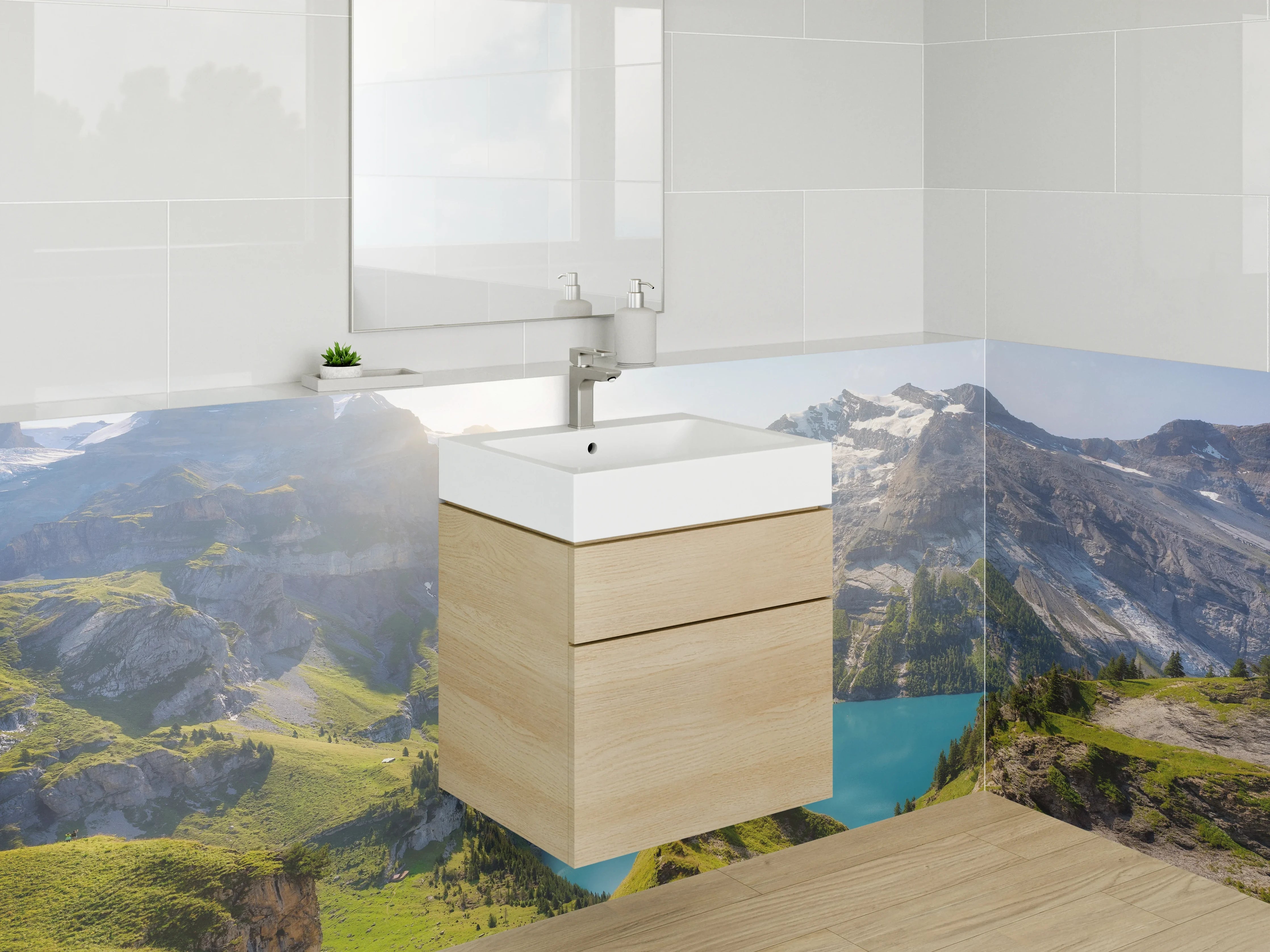 Waschbecken-Rückwand - Graue Waschrückwand für dein Badezimmer