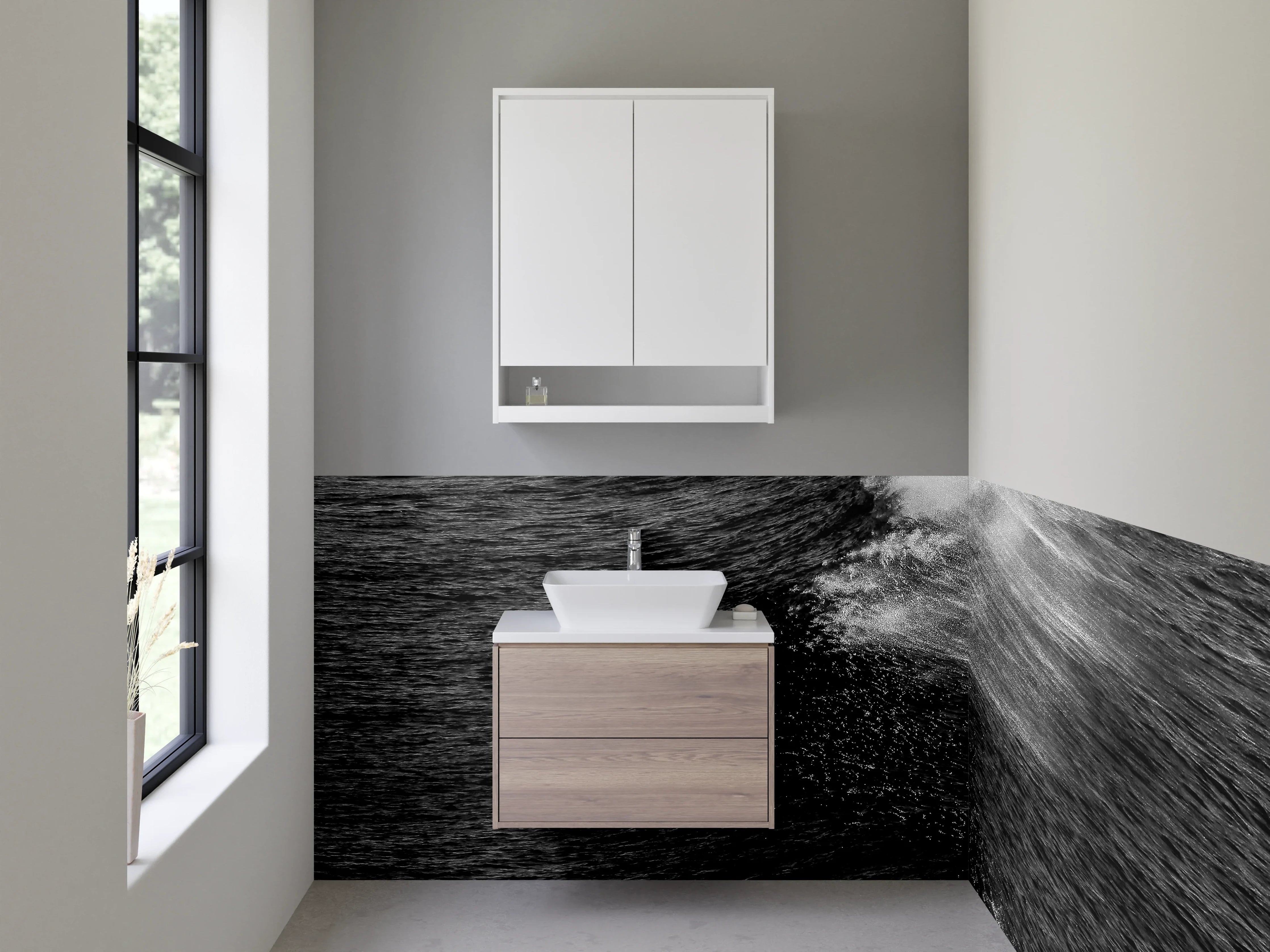Waschbecken-Rückwand - Graue Waschrückwand für dein Zuhause