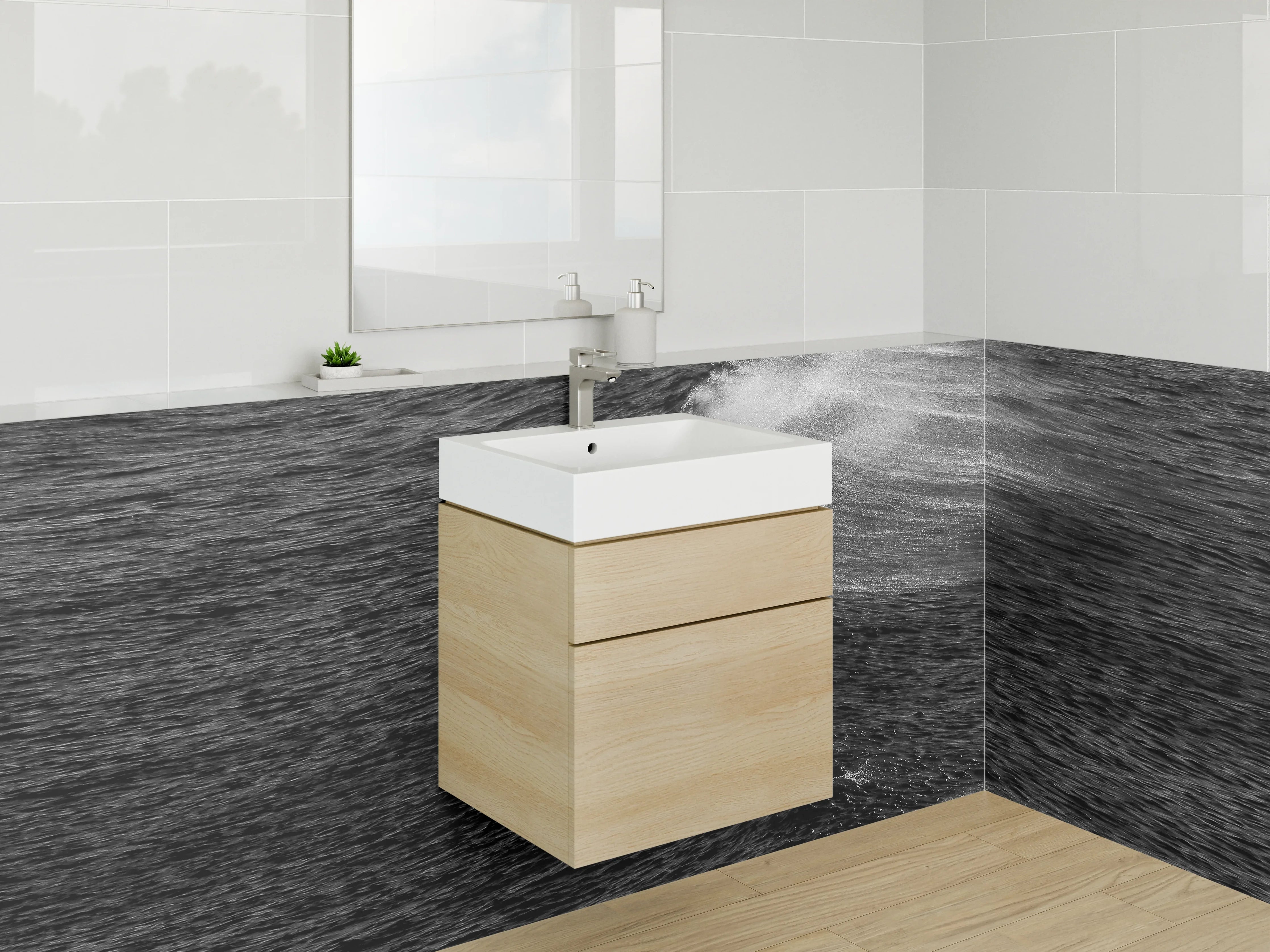Waschbecken-Rückwand - Graue Waschrückwand für dein Zuhause