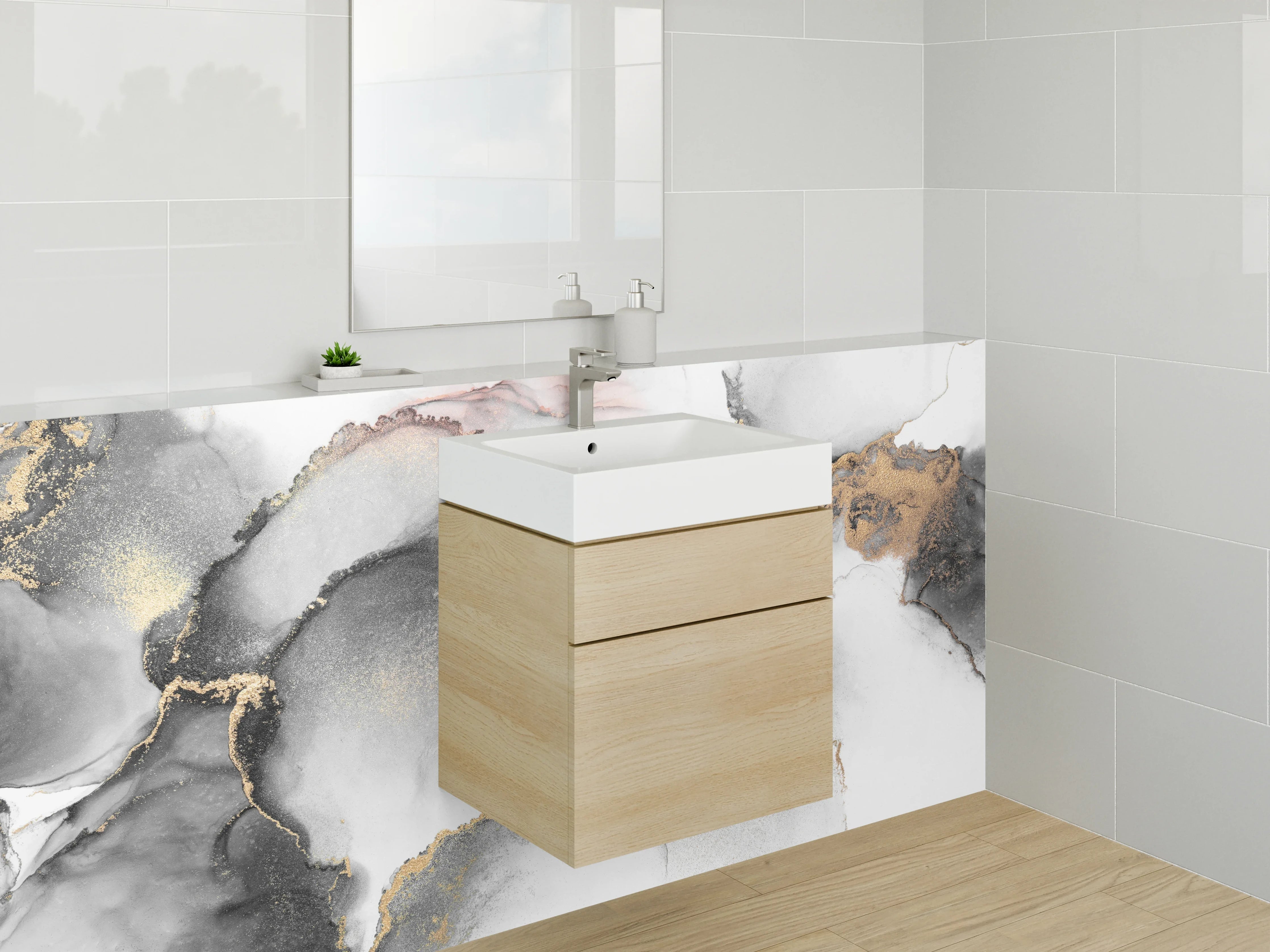 Waschbecken-Rückwand - Graue Wasserfarben-Textur