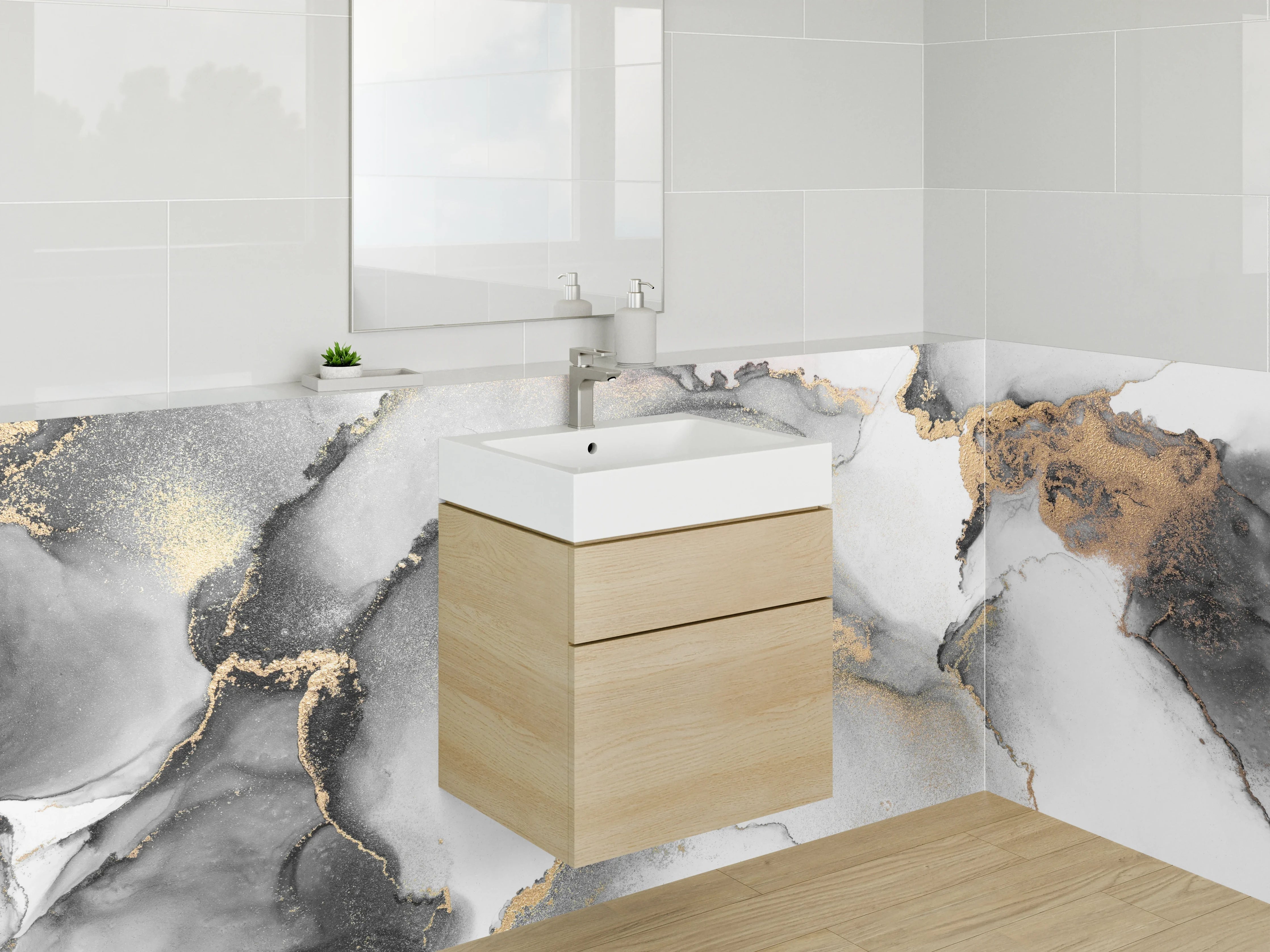 Waschbecken-Rückwand - Graue Wasserfarben-Textur