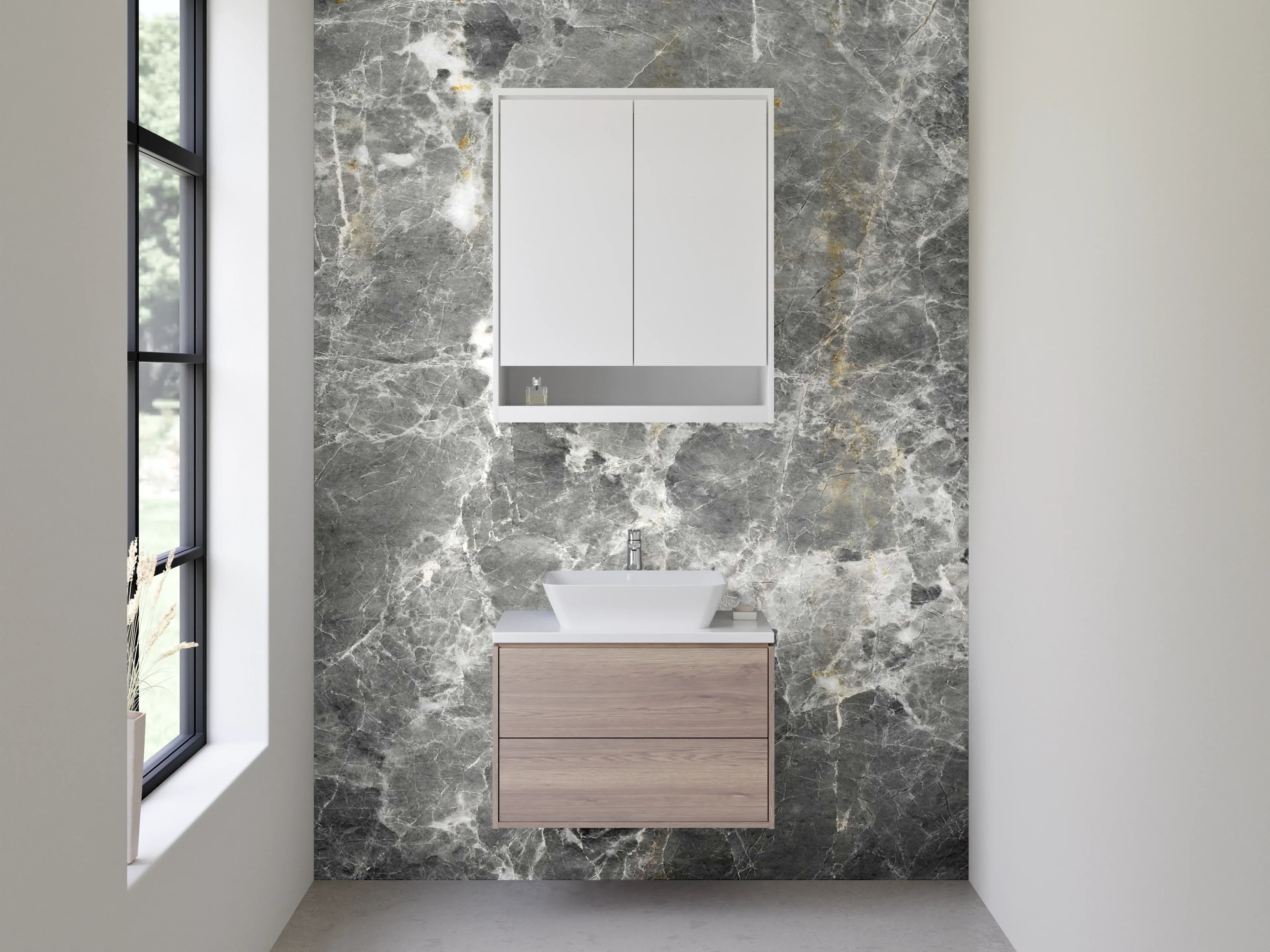 Waschbecken-Rückwand - Grauer Marmor-Look für Bad & Küche