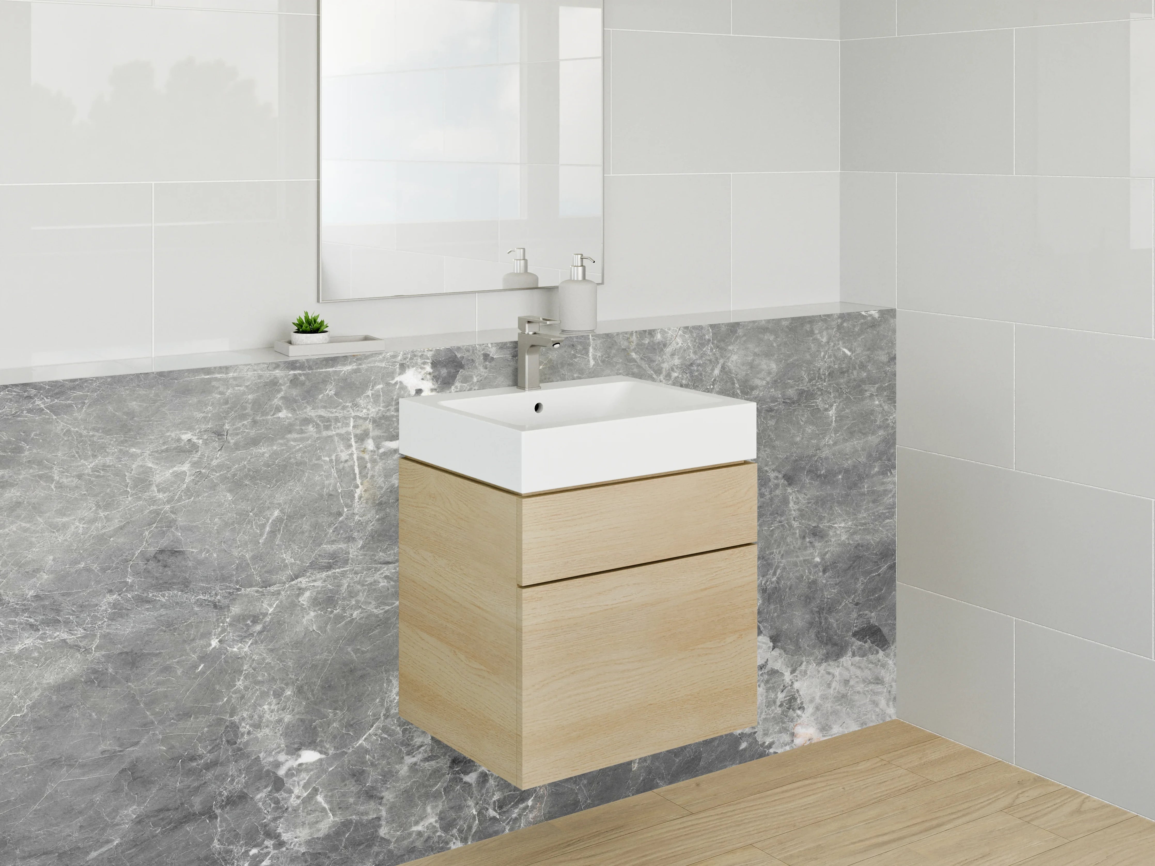 Waschbecken-Rückwand - Grauer Marmor-Look für Bad & Küche