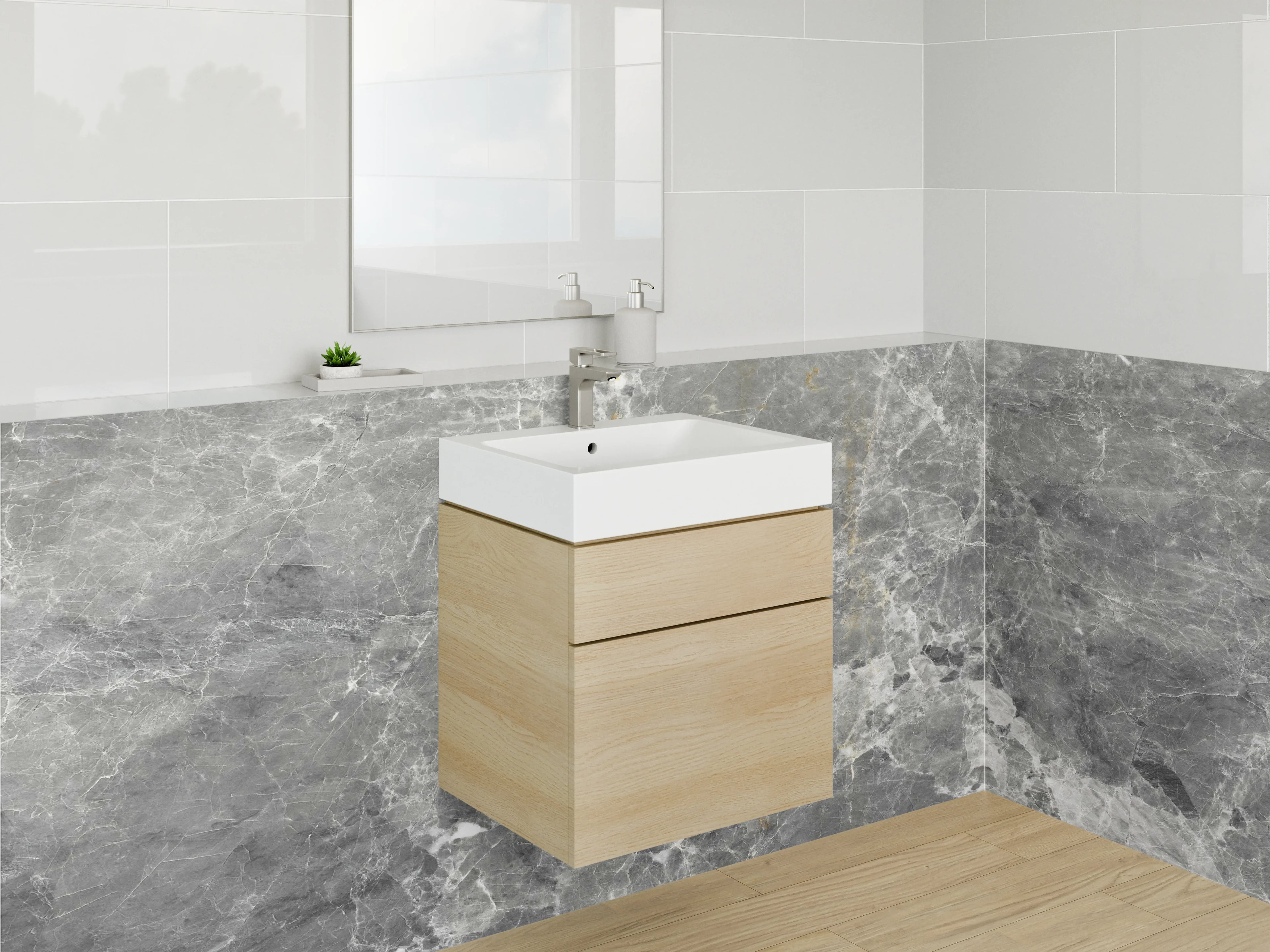 Waschbecken-Rückwand - Grauer Marmor-Look für Bad & Küche