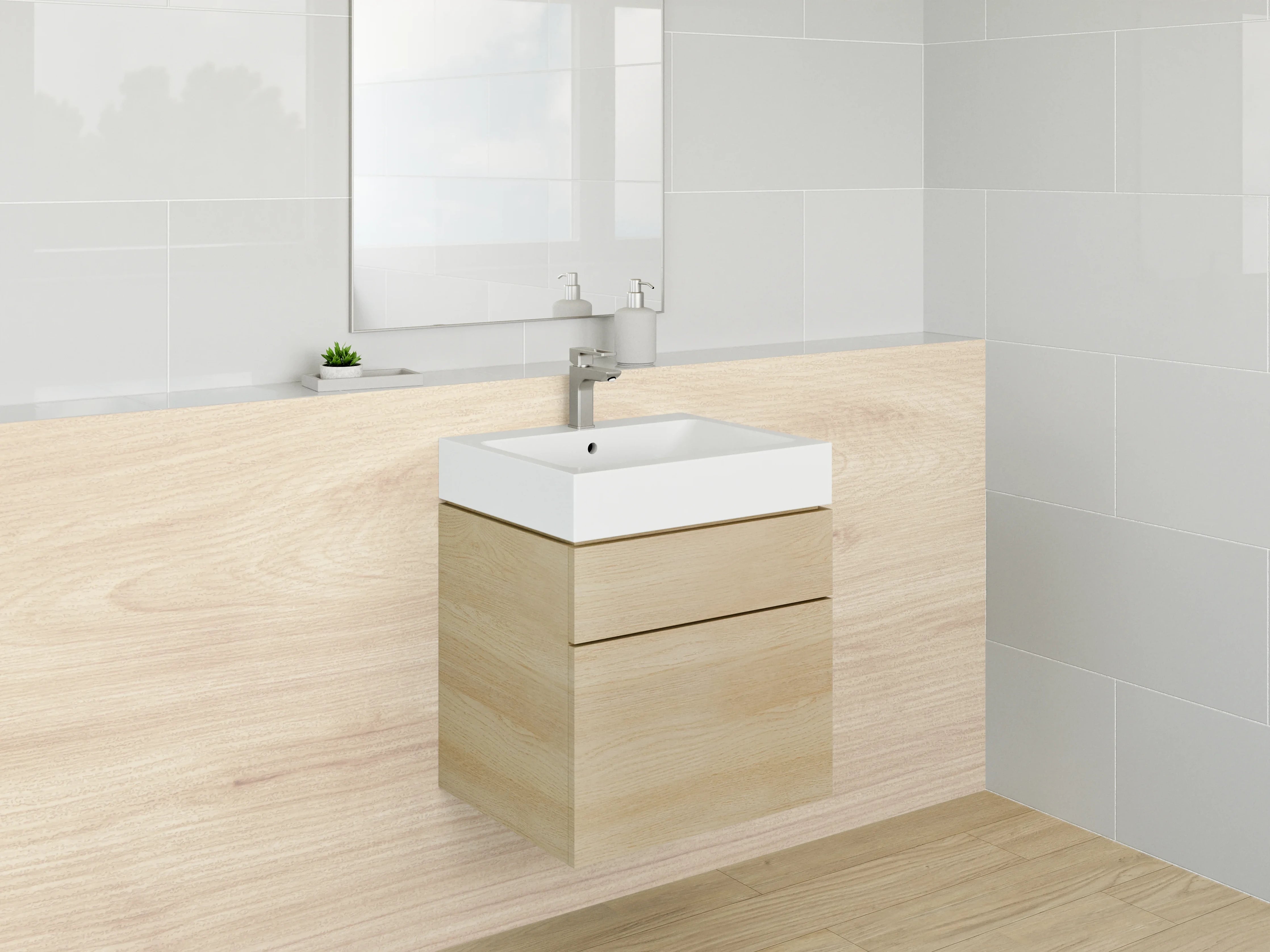 Waschbecken-Rückwand - Graues Holz mit weißer Maserung
