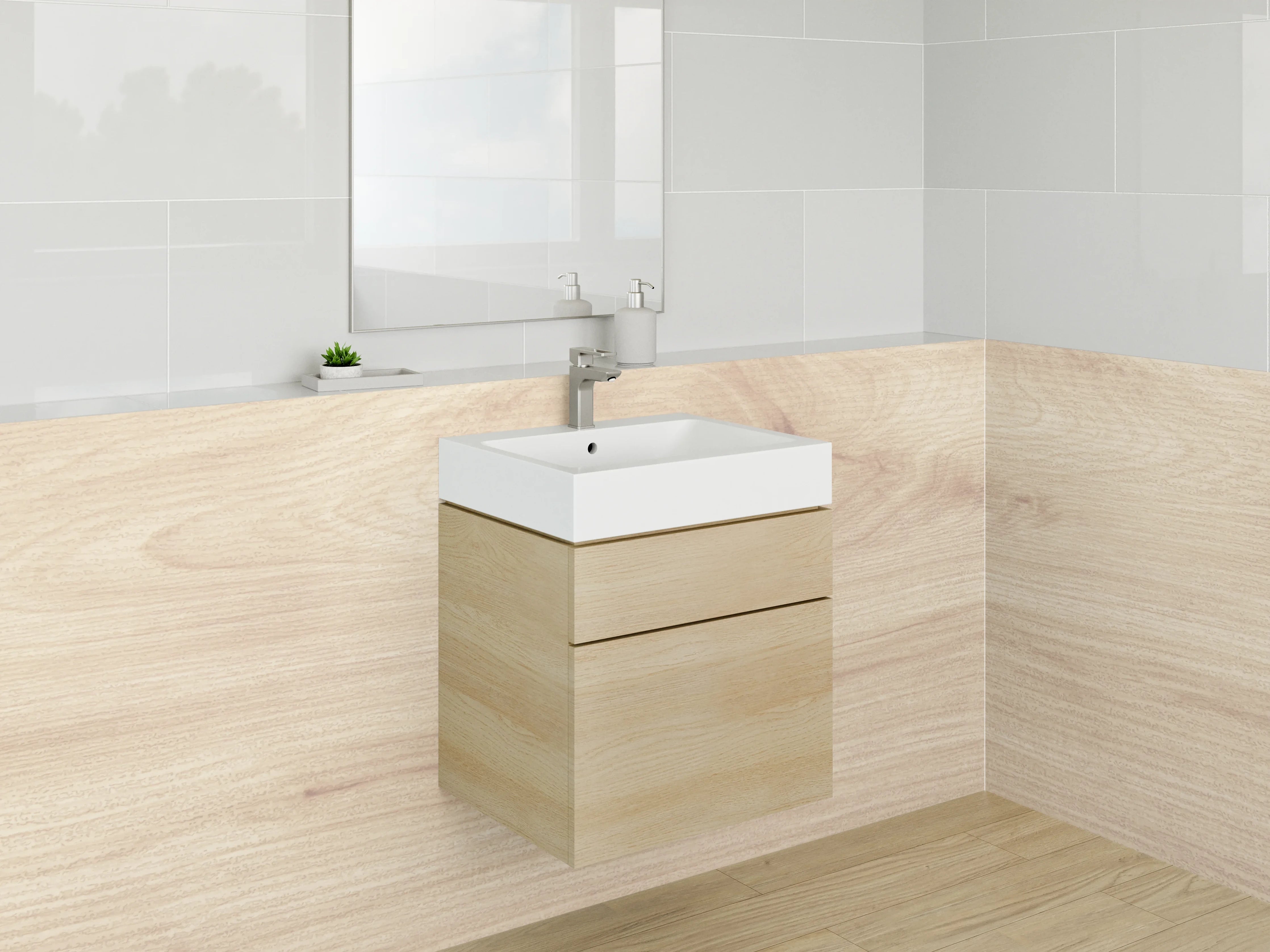 Waschbecken-Rückwand - Graues Holz mit weißer Maserung