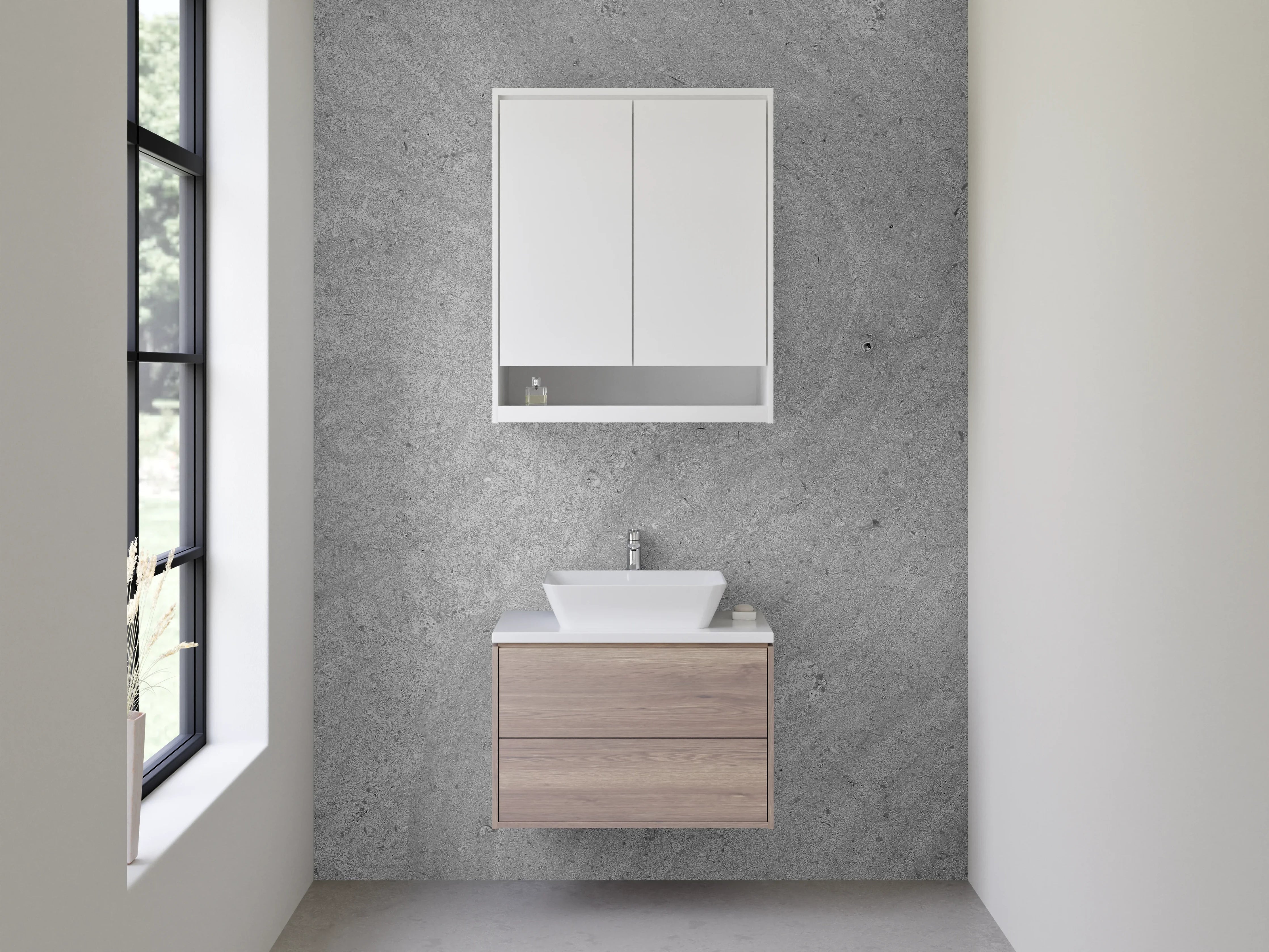 Waschbecken-Rückwand - Graues Steinmuster für moderne Räume