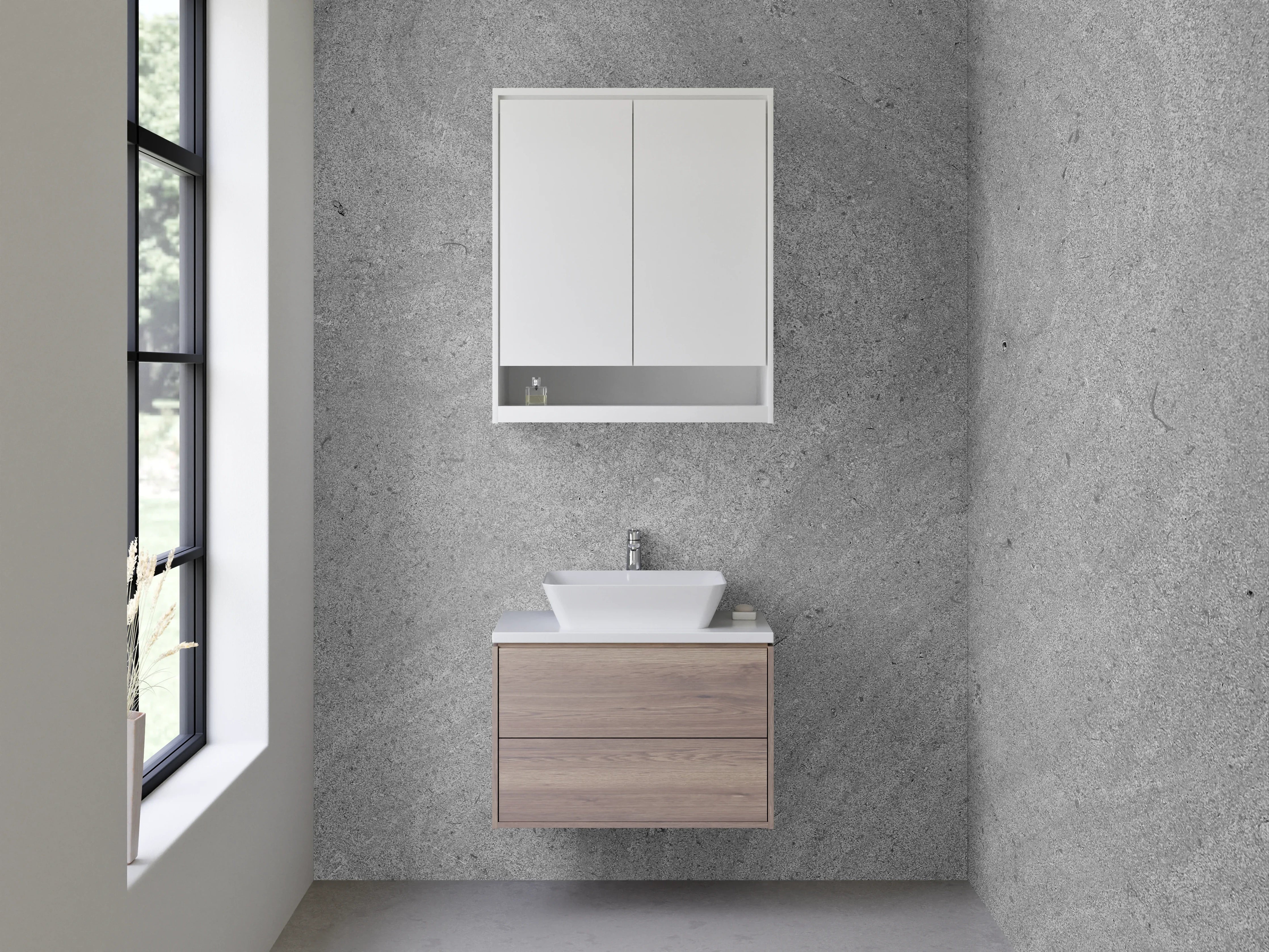 Waschbecken-Rückwand - Graues Steinmuster für moderne Räume