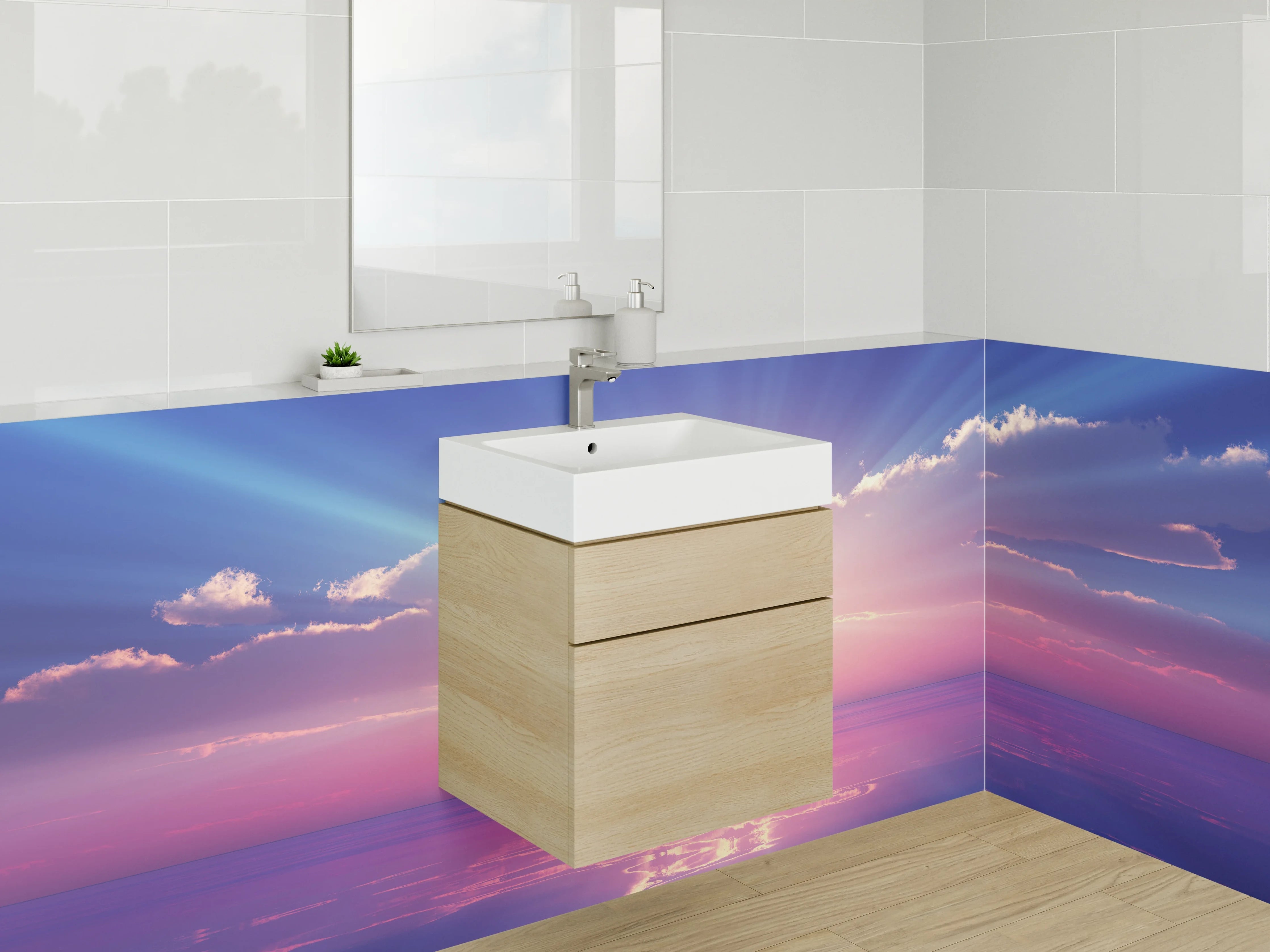 Waschbecken-Rückwand - Grauschimmer im Morgenglanz