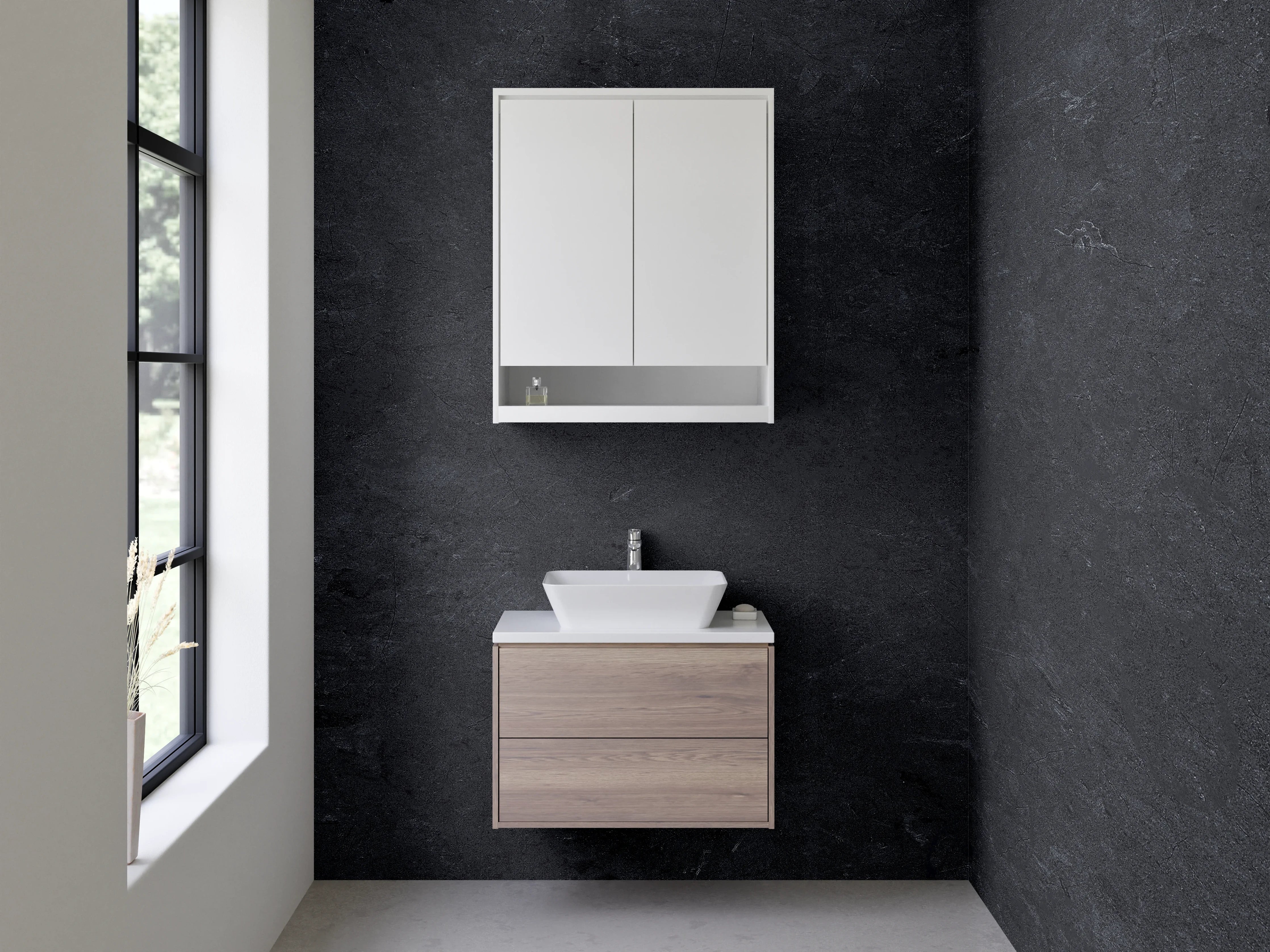 Waschbecken-Rückwand - Grauschimmer trifft Weißdesign