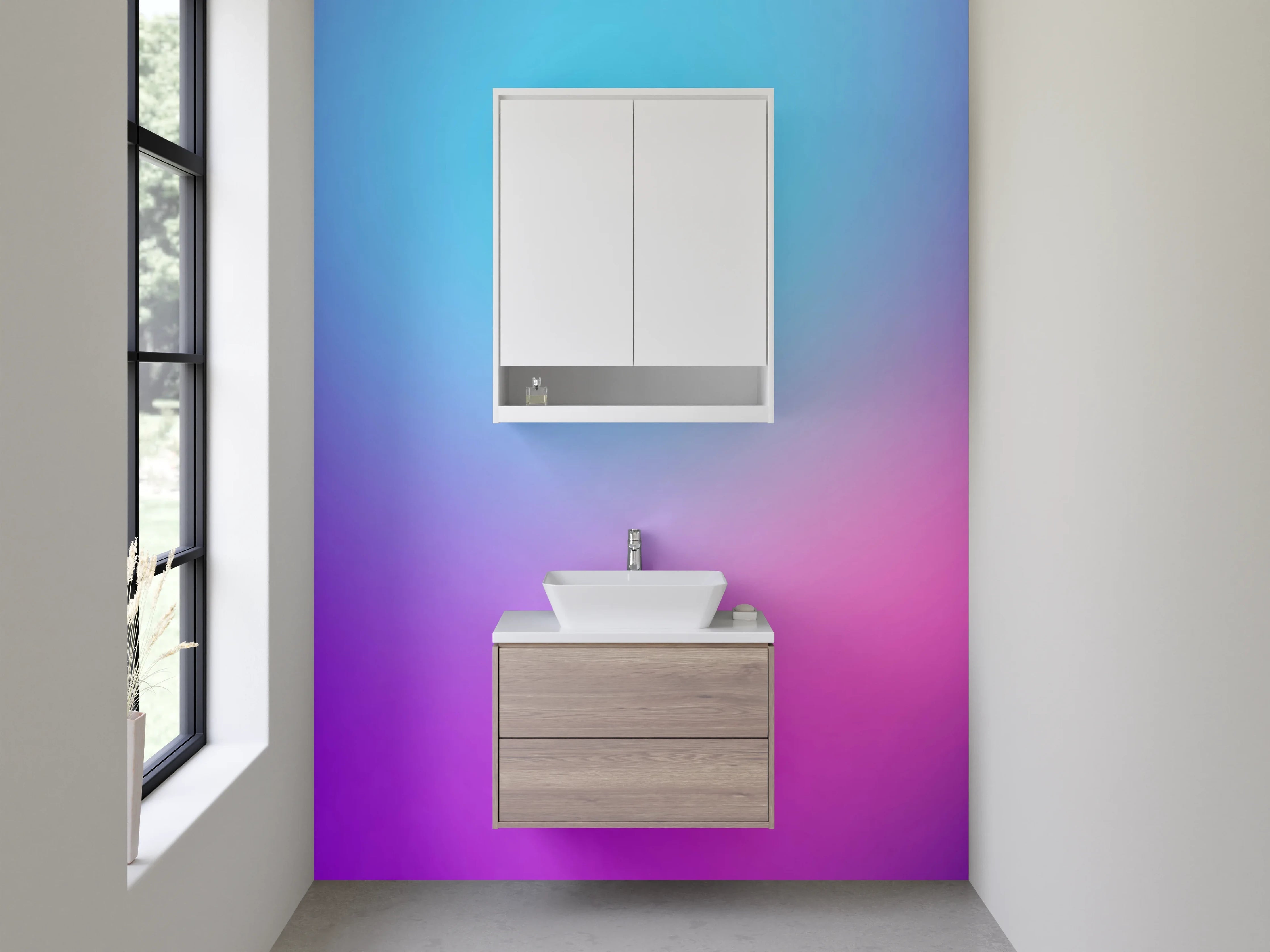 Waschbecken-Rückwand - Grauschimmernde Kunstverlauf Spülwand