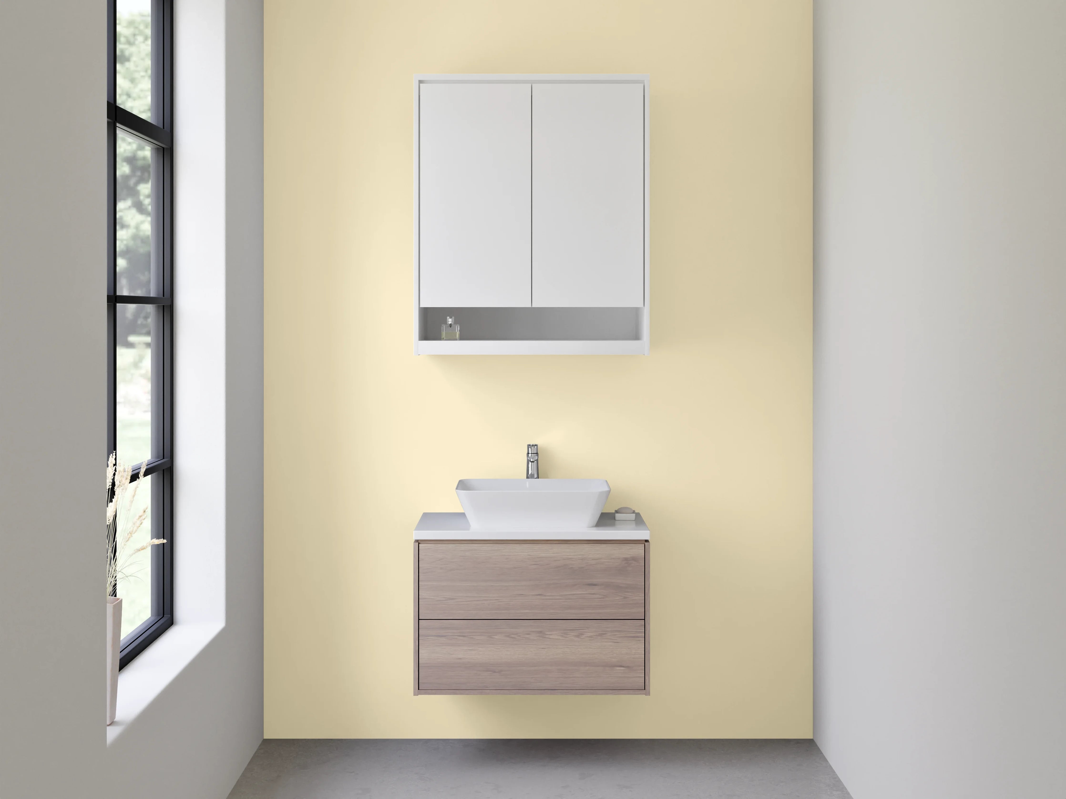 Waschbecken-Rückwand - Grauschimmerndes Polarweiß