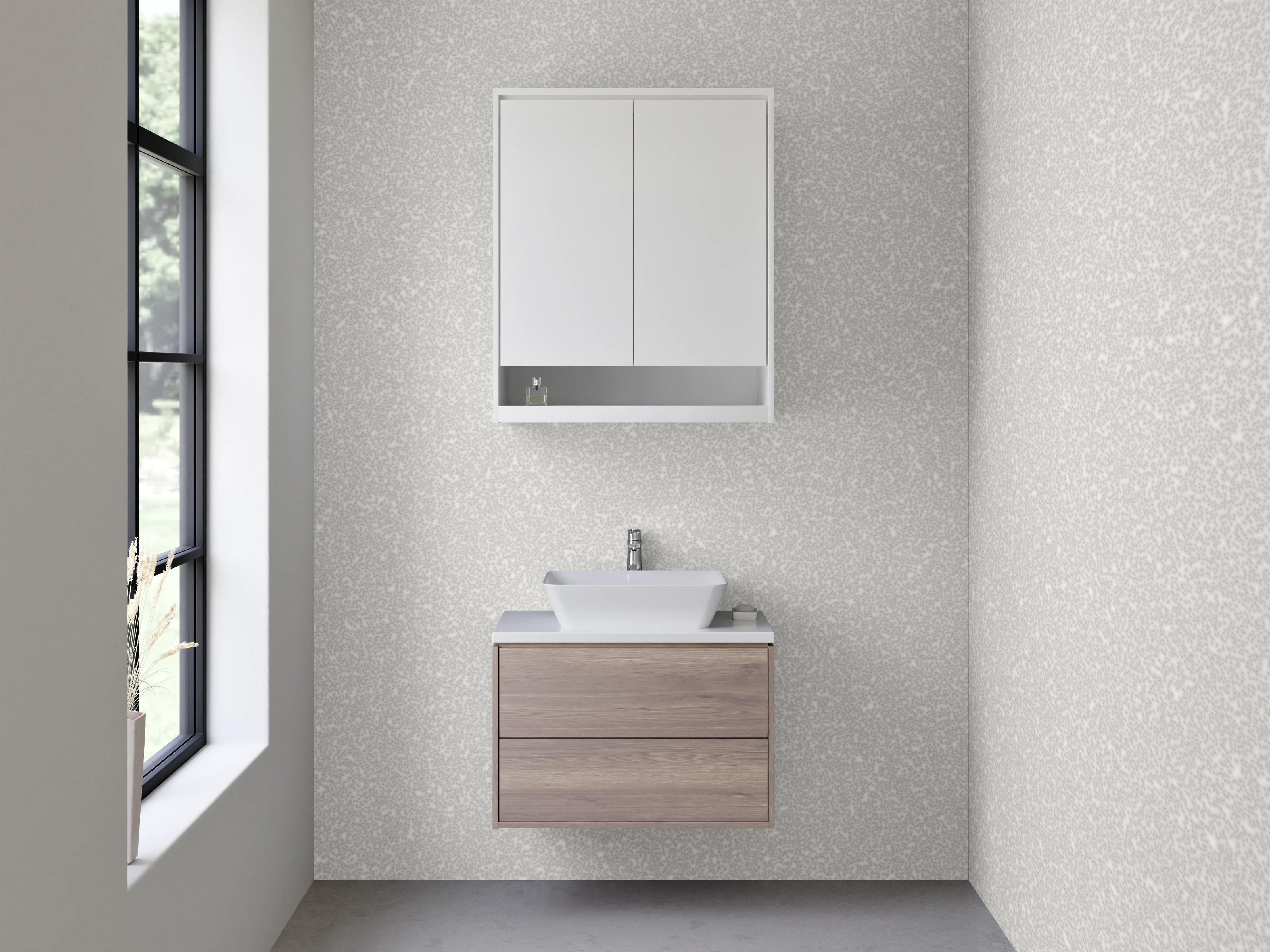 Waschbecken-Rückwand - Grauweißer Marmor-Look Deluxe