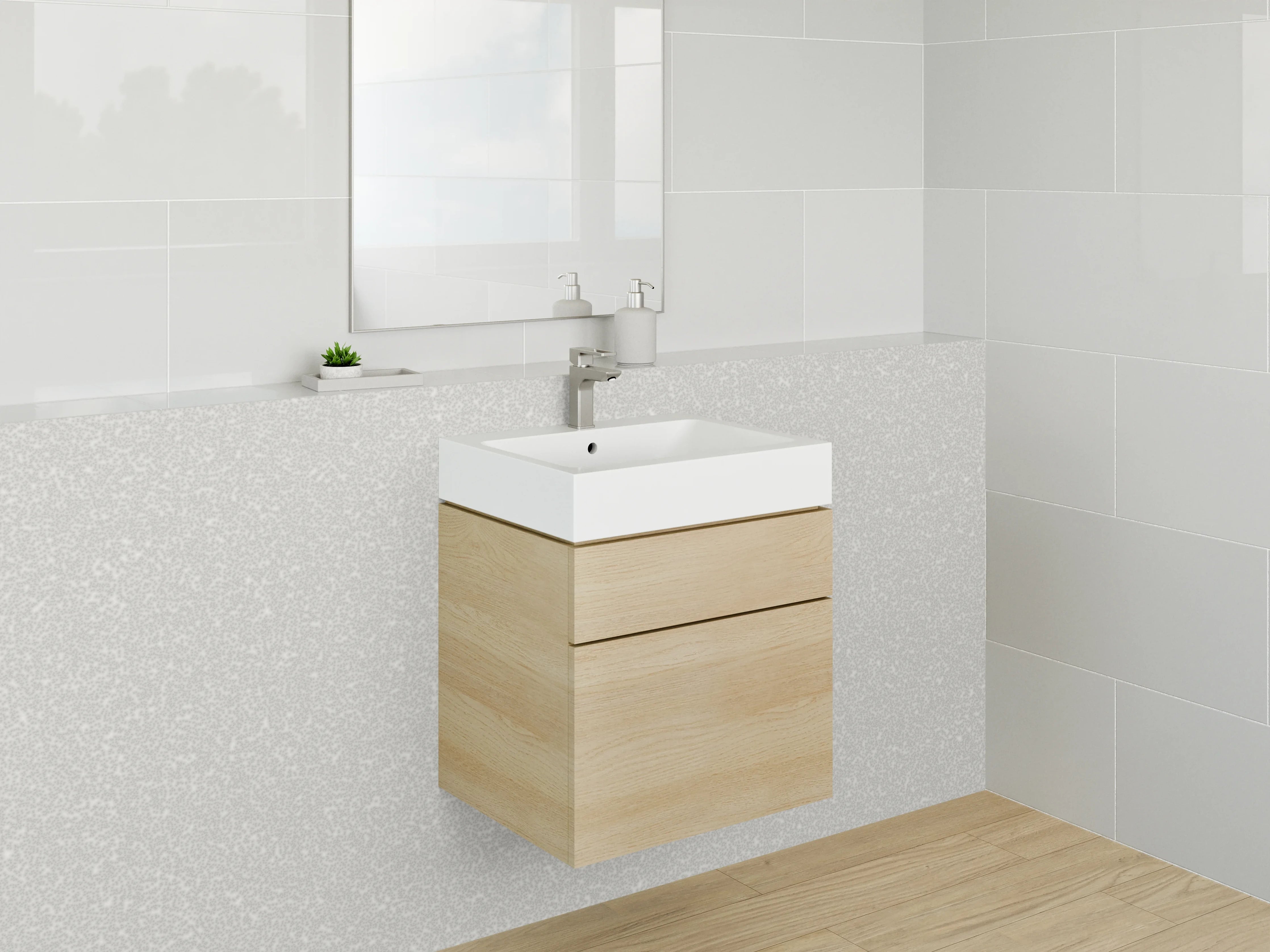Waschbecken-Rückwand - Grauweißer Marmor-Look Deluxe