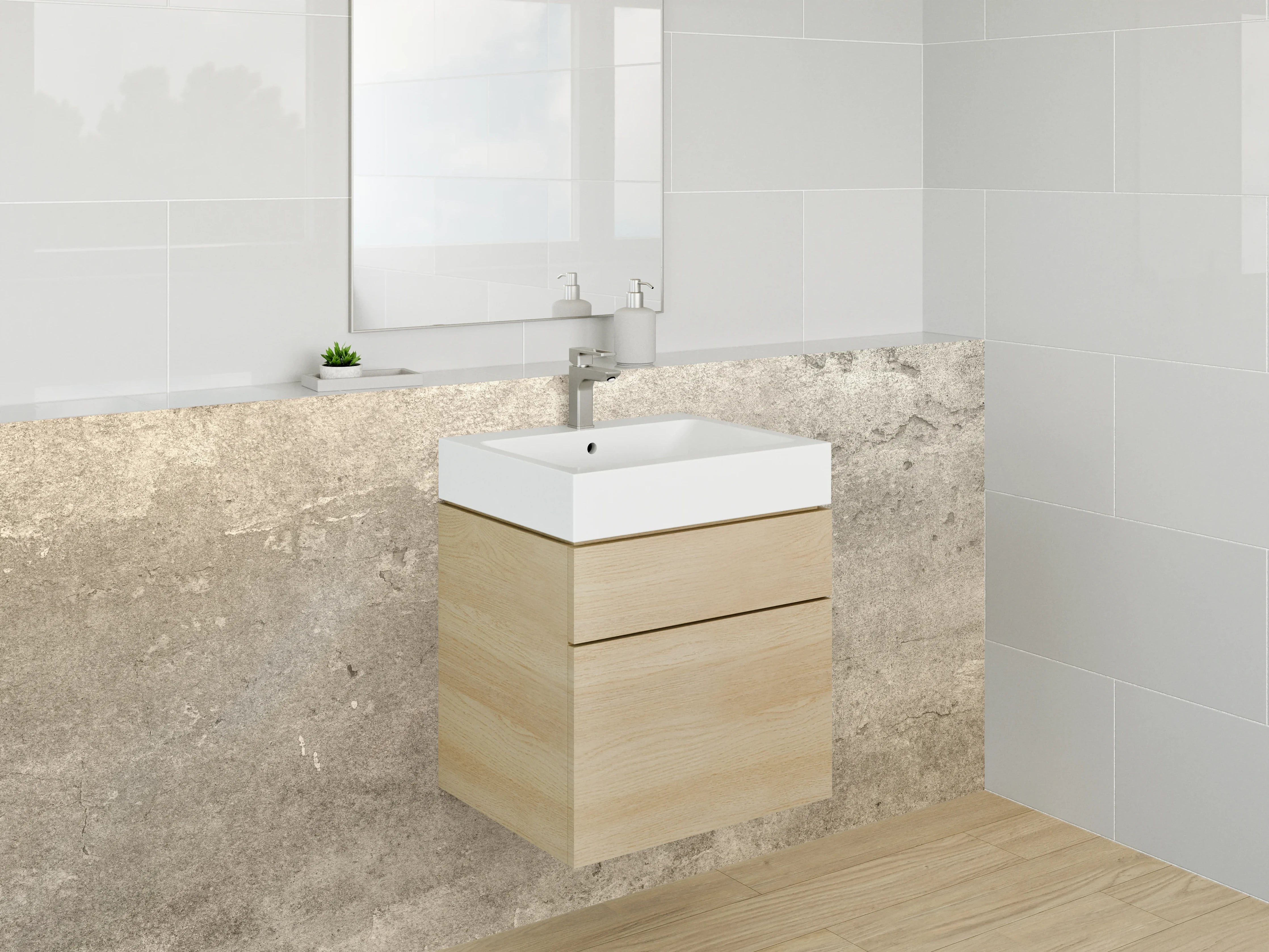 Waschbecken-Rückwand - Grauweißes Betonwand-Design Dekor
