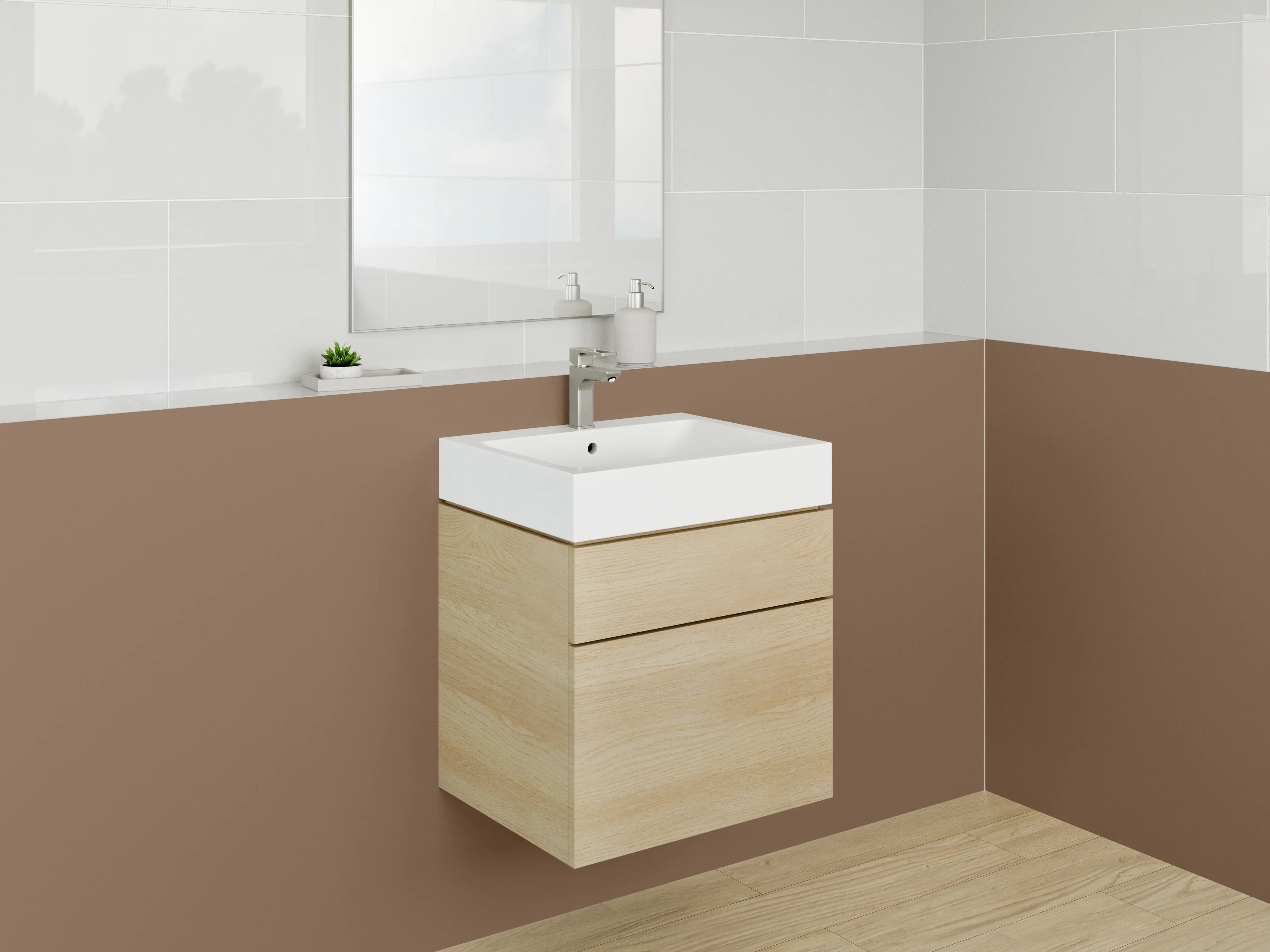 Waschbecken-Rückwand - Grauweißes Schattenbeige